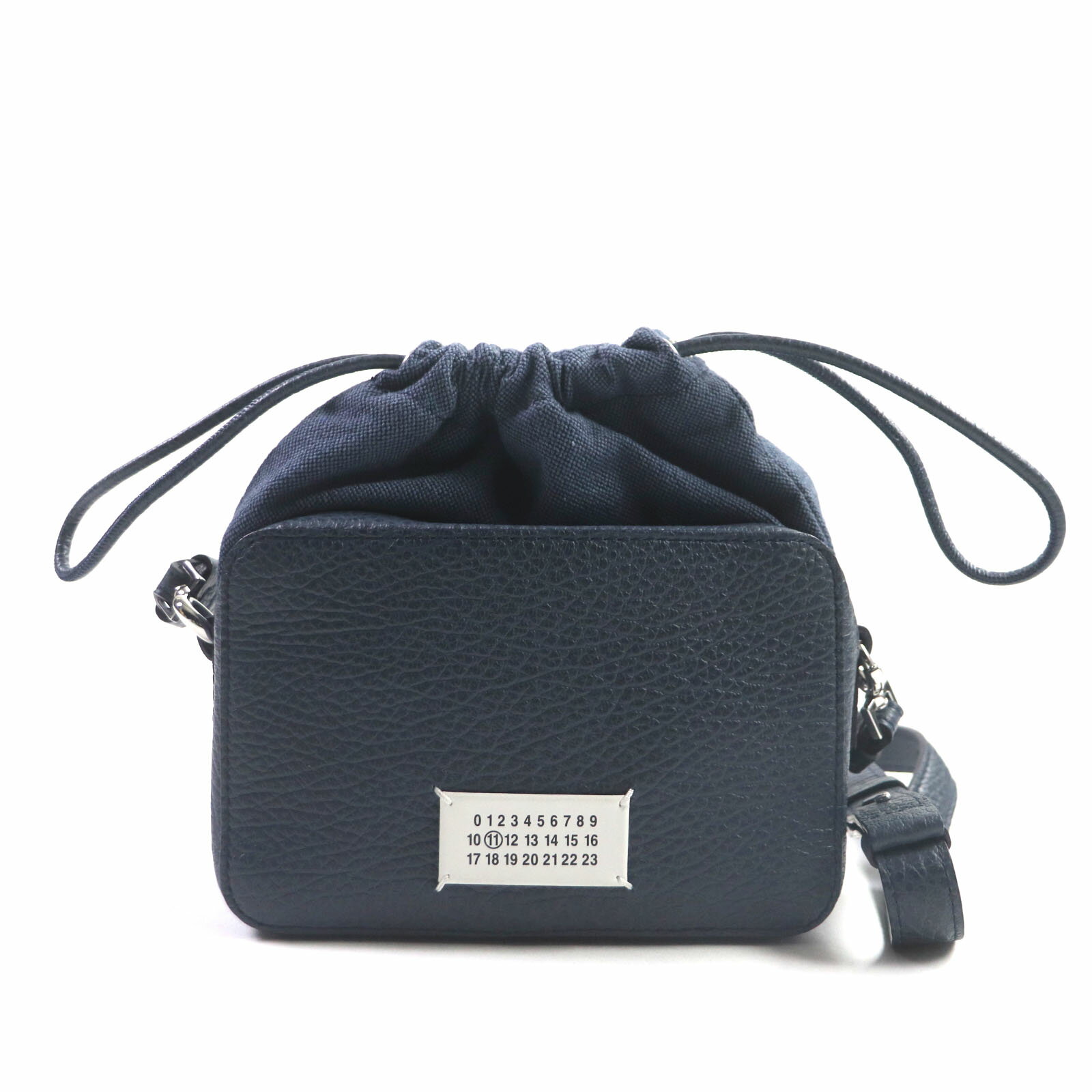 極美品▼Maison Margiela 11 メゾンマルジェラ11 SB1WG0016 5AC カメラバッグ ミニ レザー ショルダーバッグ ネイビー イタリア製 メンズ【中古】
