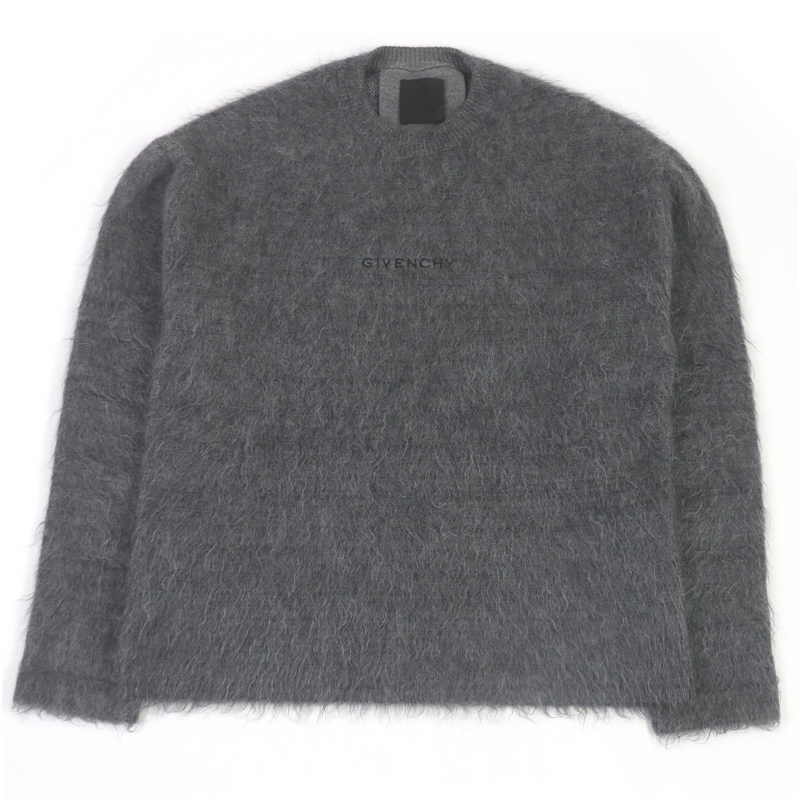 極美品□GIVENCHY ジバンシィ BM90H04Y9D タグエフェクト ドッグモチーフ ロゴエンブロイダリー モヘアセーター ニット グレー S イタリア製 正規品 メンズ【中古】