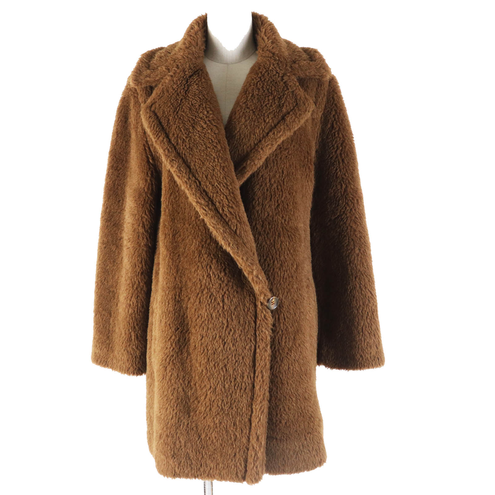 極美品◎Max Mara マックスマーラ 1016 27036 テディベア アルパカ シルク混 コート ブラウン 38 イタリア製 正規品 レディース【中古】
