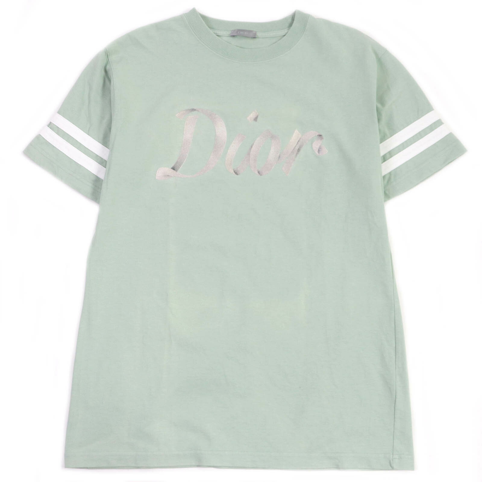 極美品□DIOR ディオール オム 22SS 293J659A0554 コットンコンパクトジャージー リラックスフィット ロゴ刺繍 半袖Tシャツ グリーン系 M イタリア製 正規品 メンズ【中古】