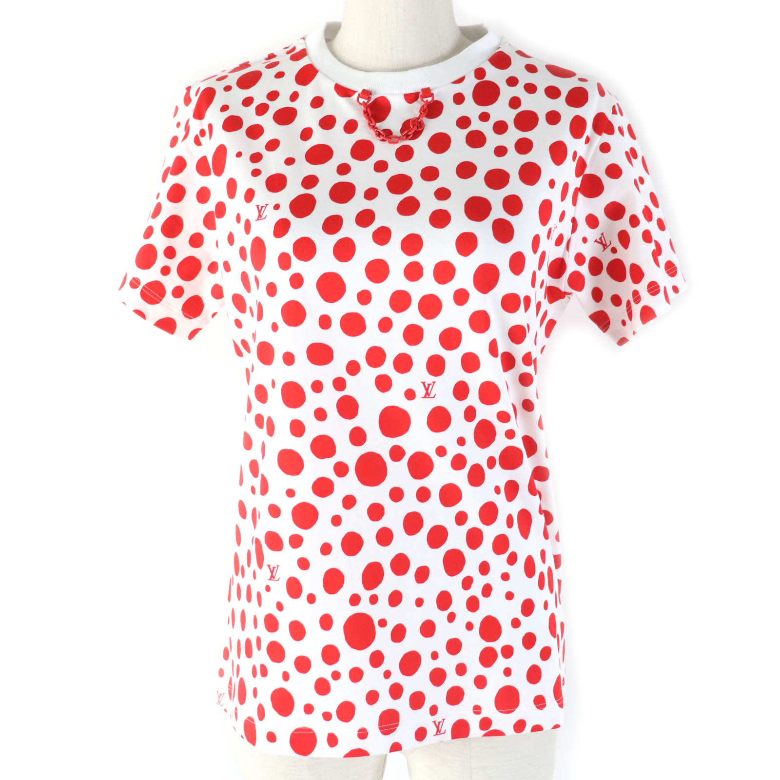 未使用品☆LOUIS VUITTON ルイヴィトン 草間彌生 23AW コットン100％ インフィニティドット 半袖Tシャツ ホワイト レッド XS イタリア製 正規品 レディース【中古】