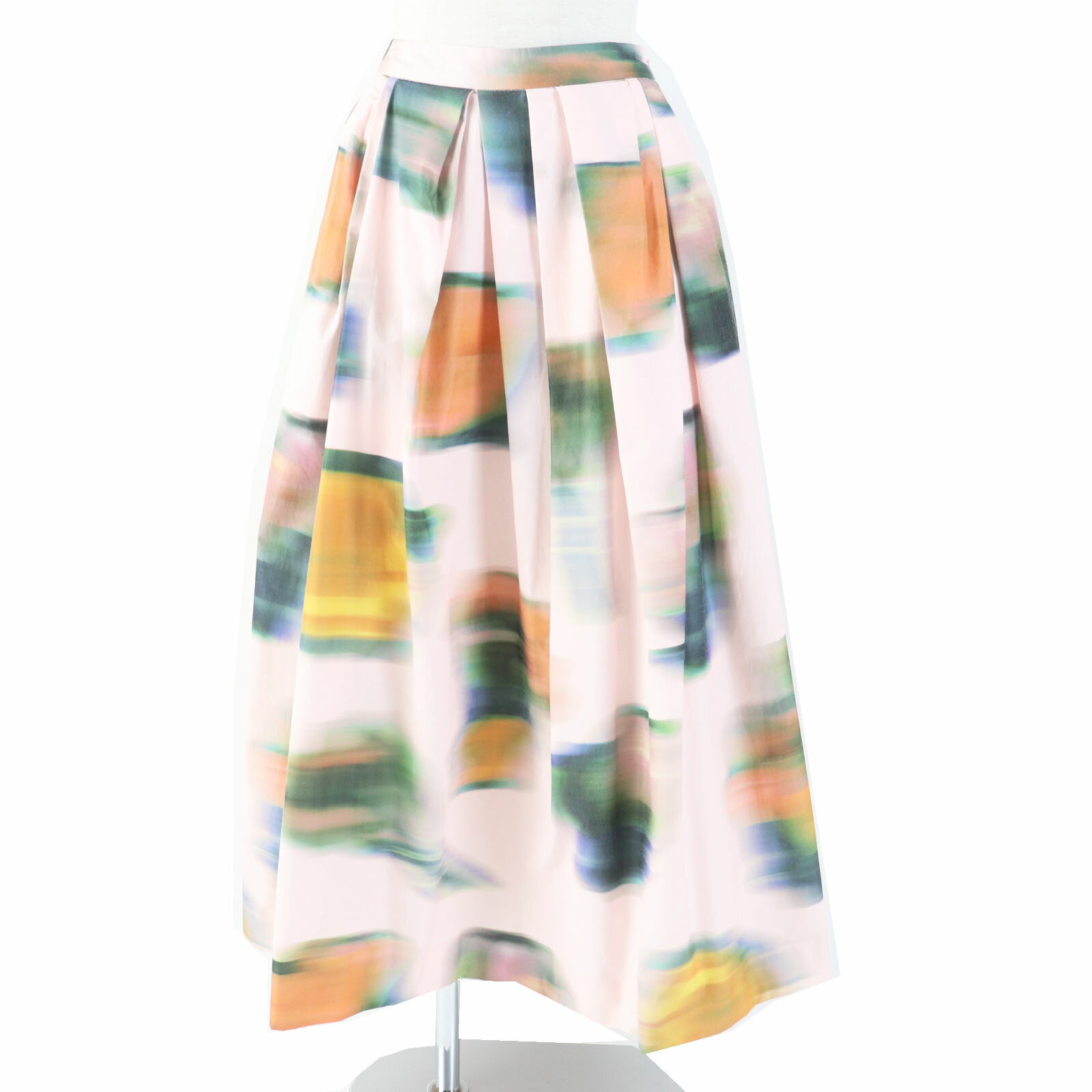 極美品◎DRIES VAN NOTEN ドリスヴァンノッテン 22SS マーブルプリント フレア ロングスカート ピンク マルチ 34 ブルガリア製 レディース【中古】