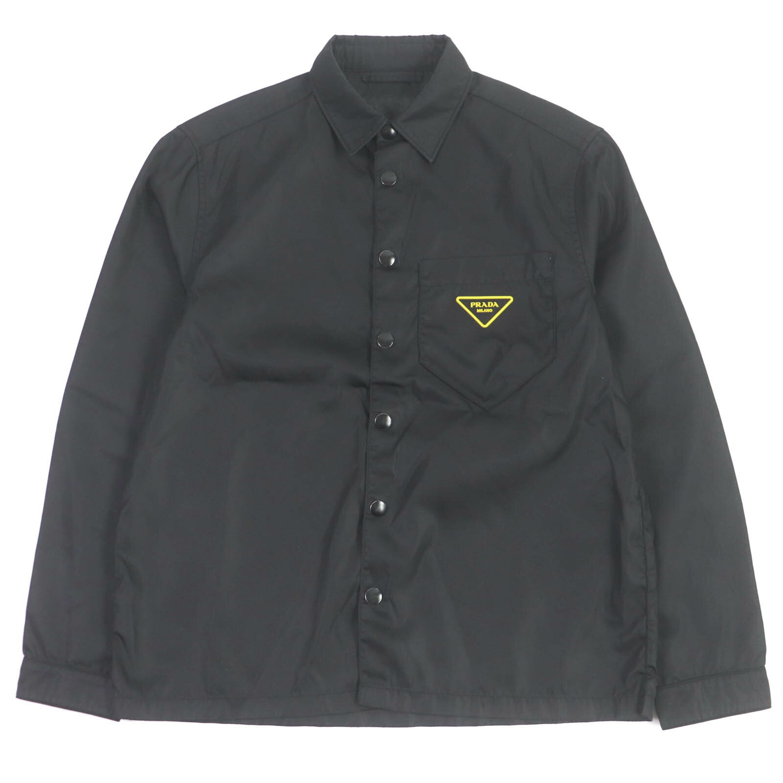 美品□PRADA プラダ 20SS SC520 Re-Nylon Shirt トライアングルロゴ コーチジャケット シャツジャケット ブルゾン ブラック S イタリア製 正規品 メンズ【中古】