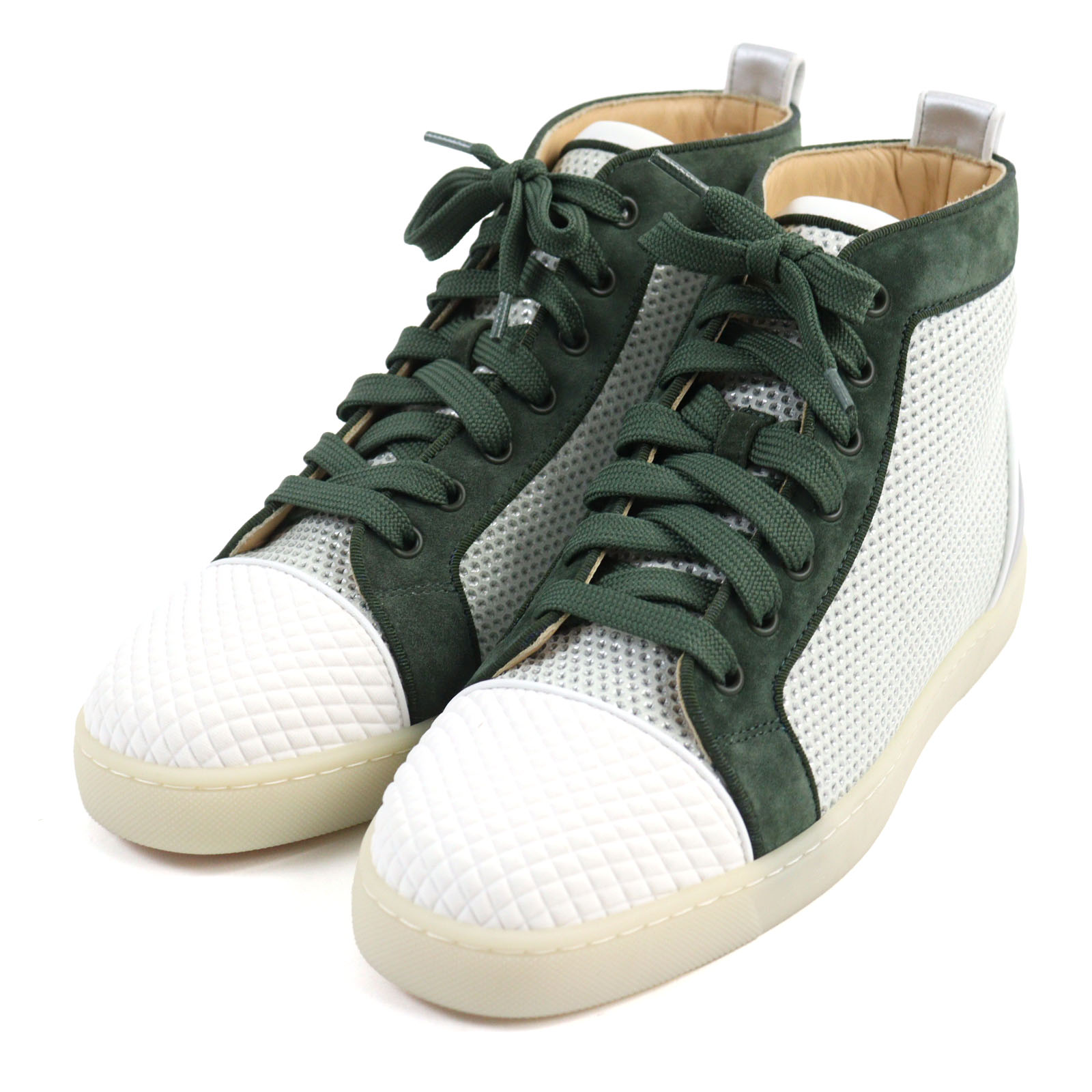 未使用品○Christian Louboutin クリスチャンルブタン Varsilouis ロゴプリント テクスチャード仕上げ パネルデザイン レースアップ レザー スウェードレザー ハイカットスニーカー マルチカラー 41 イタリア製 メンズ【中古】