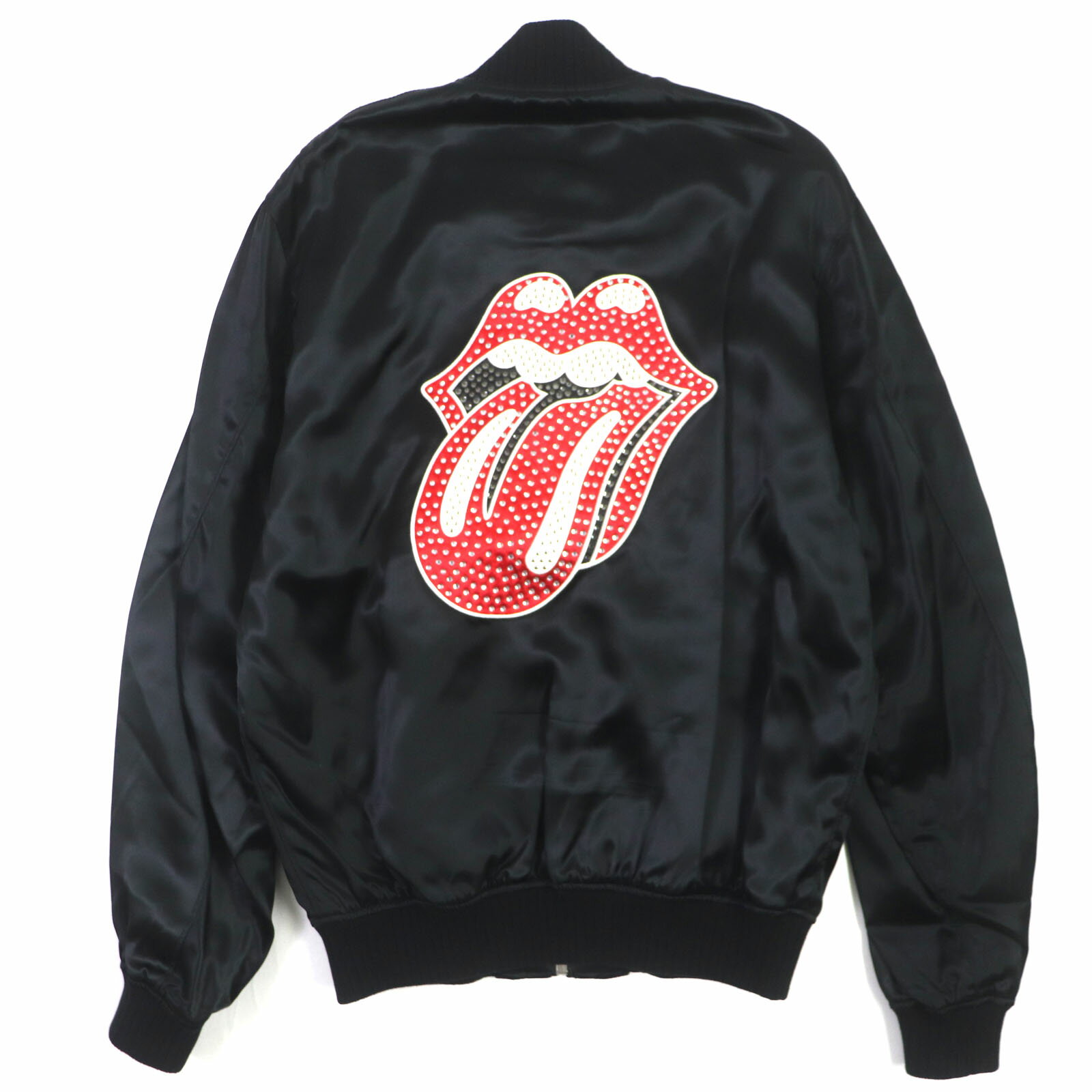 美品▼Thee Hysteric XXX ジィヒステリックトリプルエックス 06201AB03 LIPS&TONGUE アップリケ スーベニアジャケット ブルゾン ブラック S 日本製 正規品 メンズ【中古】