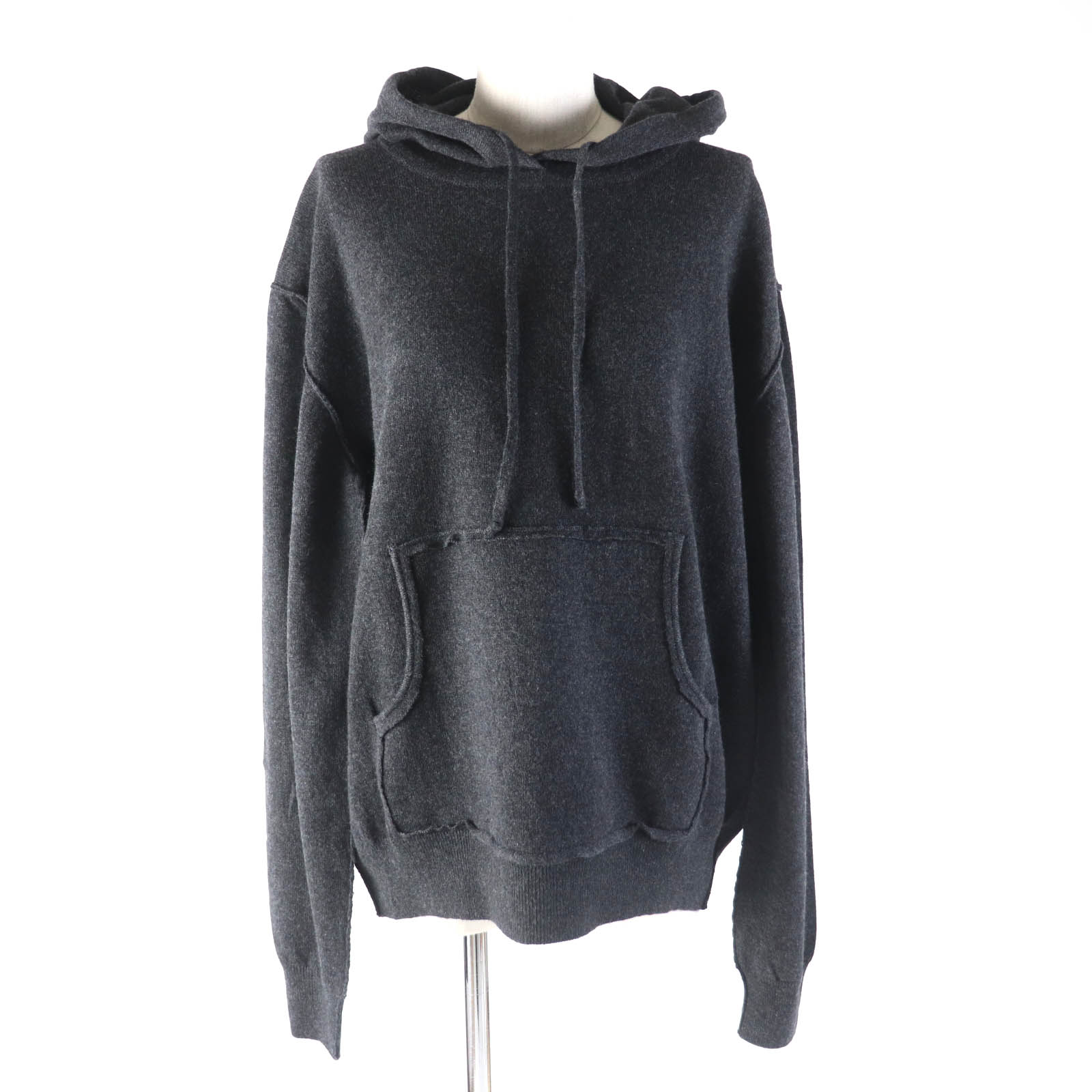 未使用品★Maison Margiela 10 メゾンマルジェラ10 24SS S51GU0132 カシミヤ混 クラッシュ加工 ニットプルオーバー パーカー チャコールグレー S 正規品 レディース【中古】