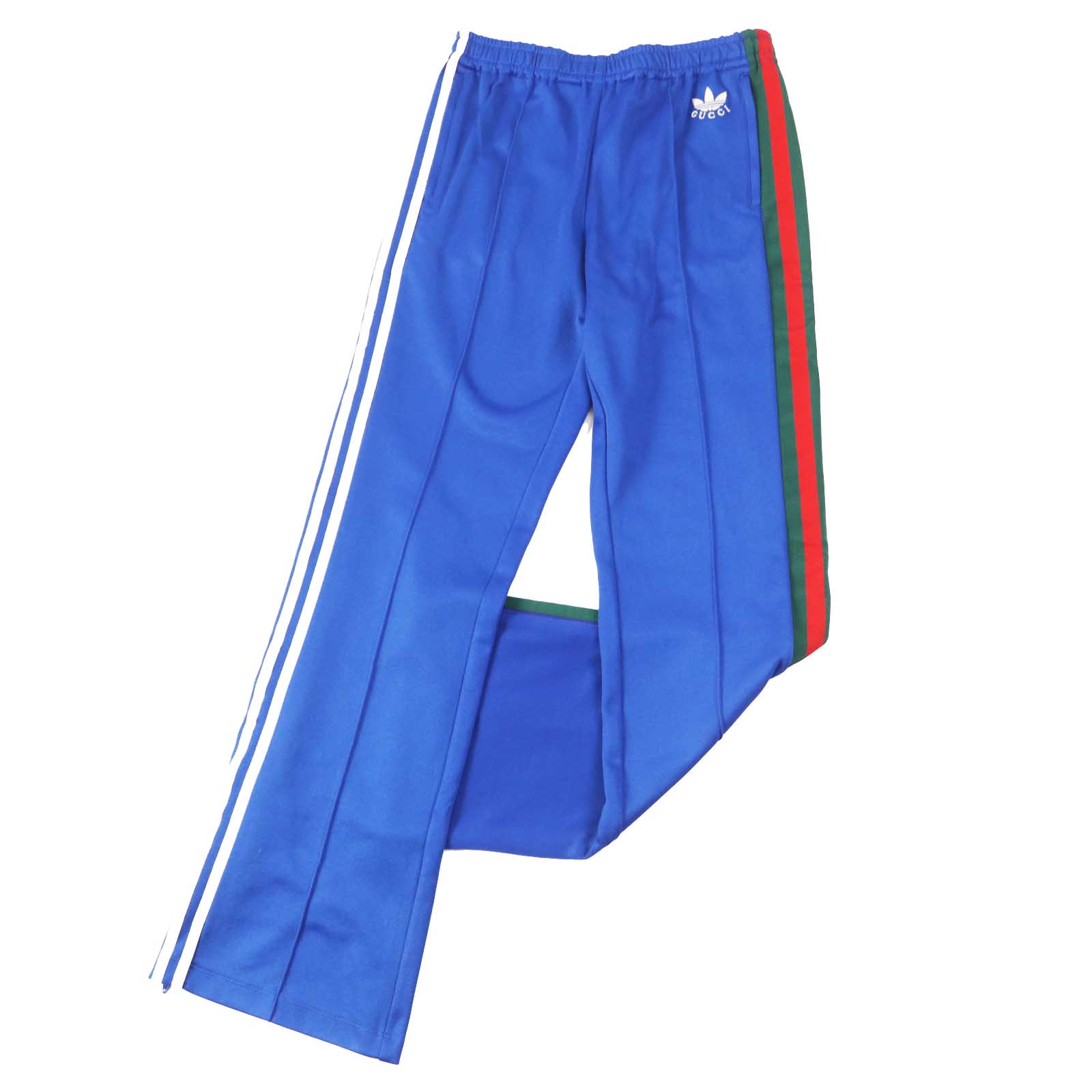 未使用品◎GUCCI グッチ adidas アディダス 696270 ウェブライン フレア ジョギングパンツ コバルトブルー M イタリア製 正規品 レディース【中古】