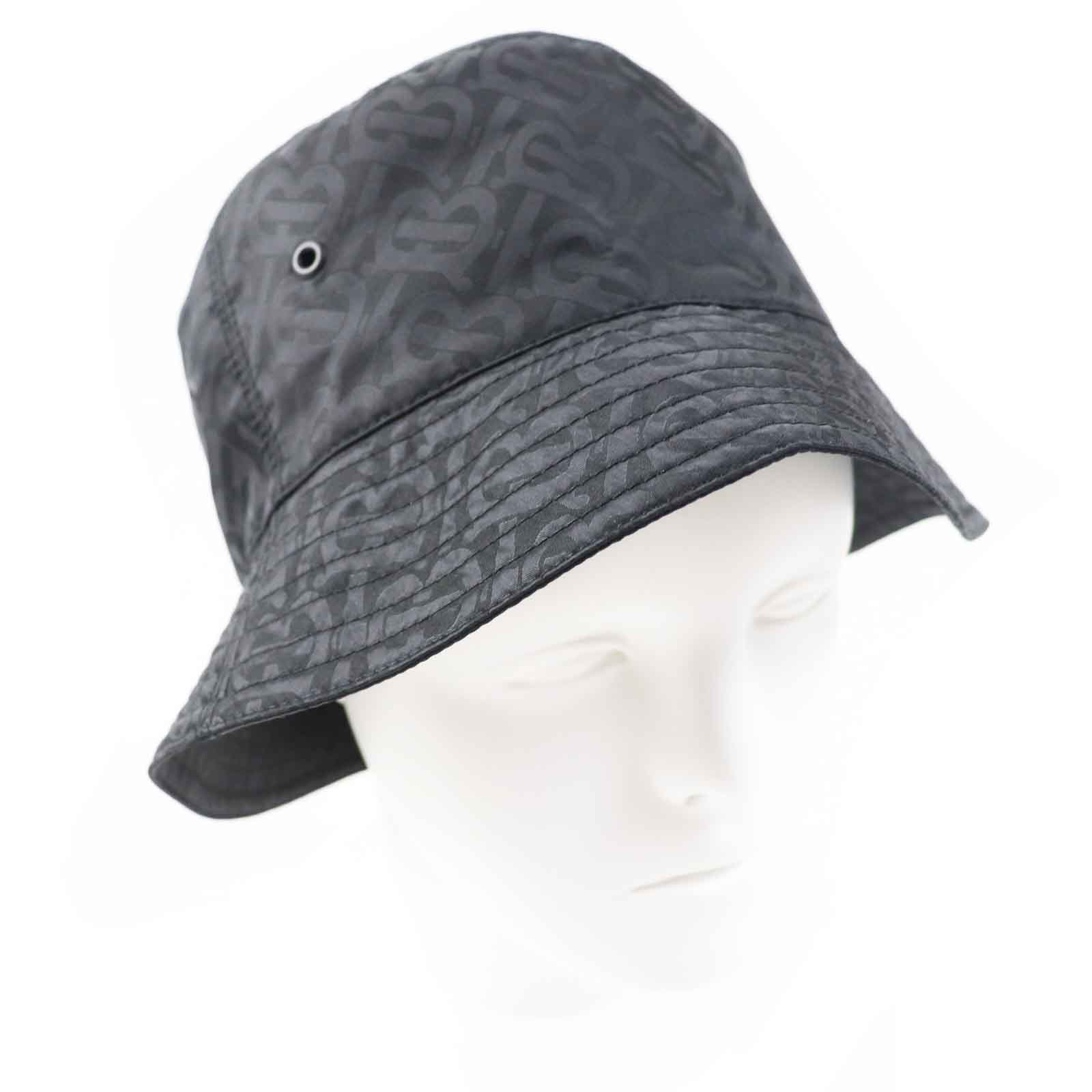 極美品◎BURBERRY バーバリー 8072726 TBロゴ 帽子 バケットハット ブラック S イタリア製 正規品 レディース【中古】