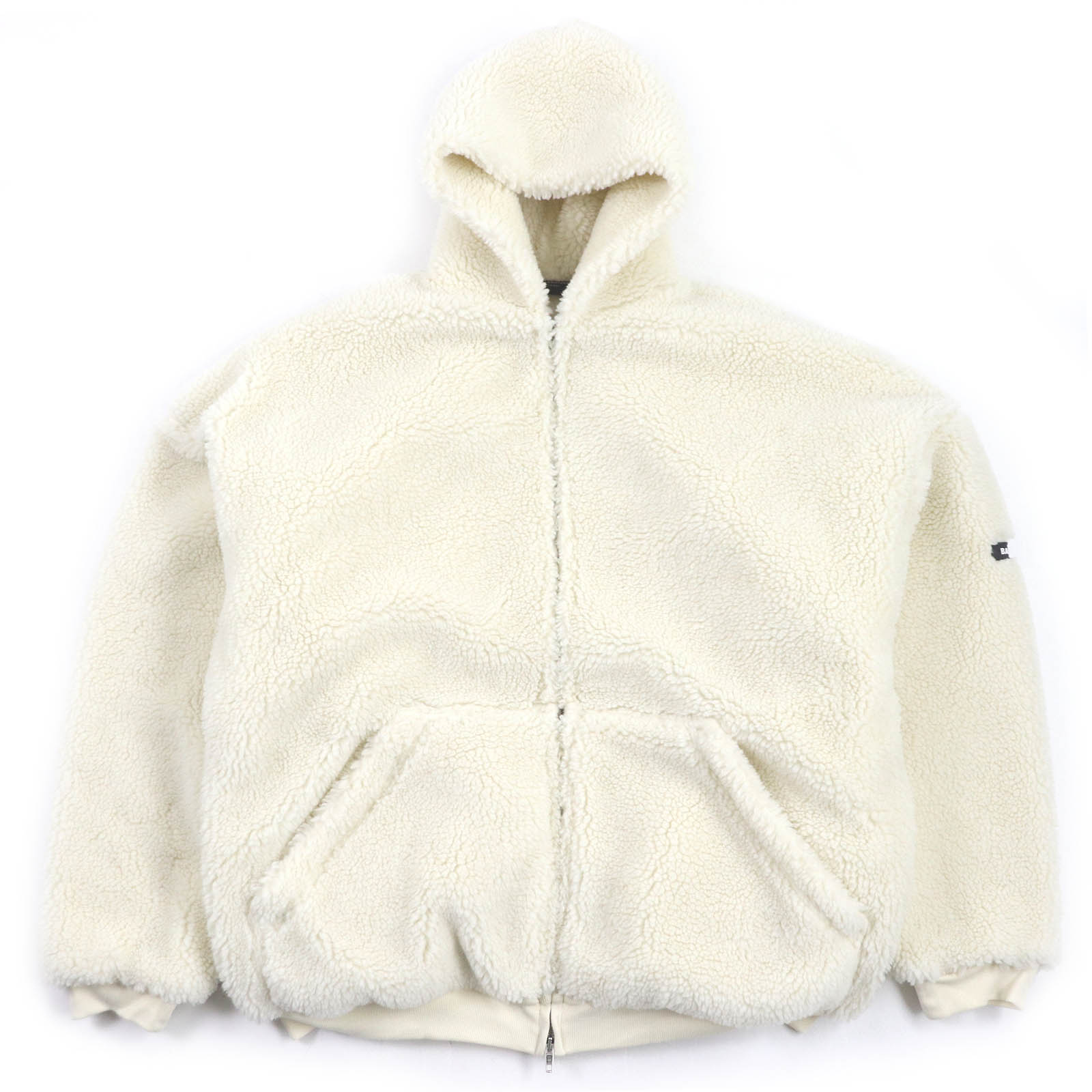 極美品□BALENCIAGA バレンシアガ 23AW 768694 UNISEX フーデッド ボアフリースジャケット ブルゾンジャケット アイボリー 2 正規品 メンズ【中古】