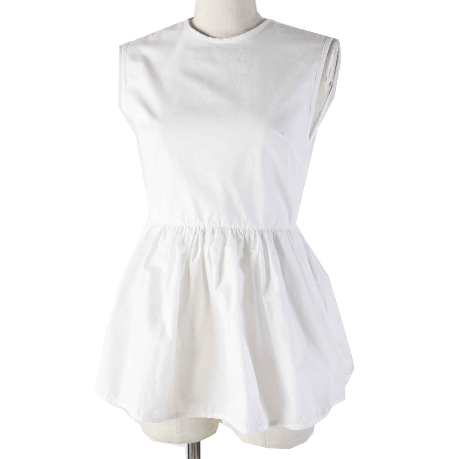 美品◎CECILIE BAHNSEN セシリーバンセン 1577-343-8031 SS20-00107 EA TOP コットン100％ バックリボン ノースリーブ トップス ホワイト XS/S 正規品 レディース【中古】