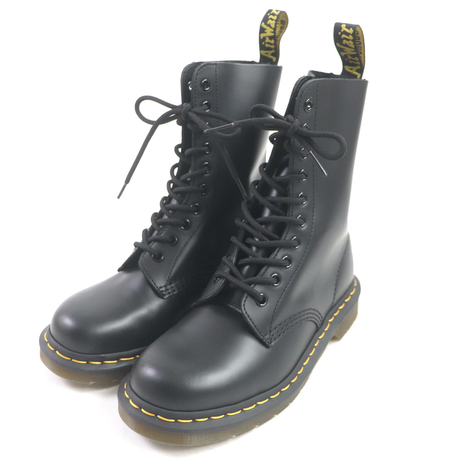 極美品□Dr.Martens ドクターマーチン 1490 STANDARD FIT 10ホール ワークブーツ アンクルブーツ スムースレザー ブラック 6 メンズ【中古】