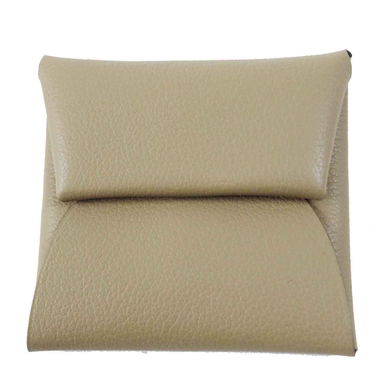 極美品◎HERMES エルメス バスティア ベージュマルファ シルバー金具 エバーカラー コインケース W刻印 箱付き フランス製 レディース【中古】
