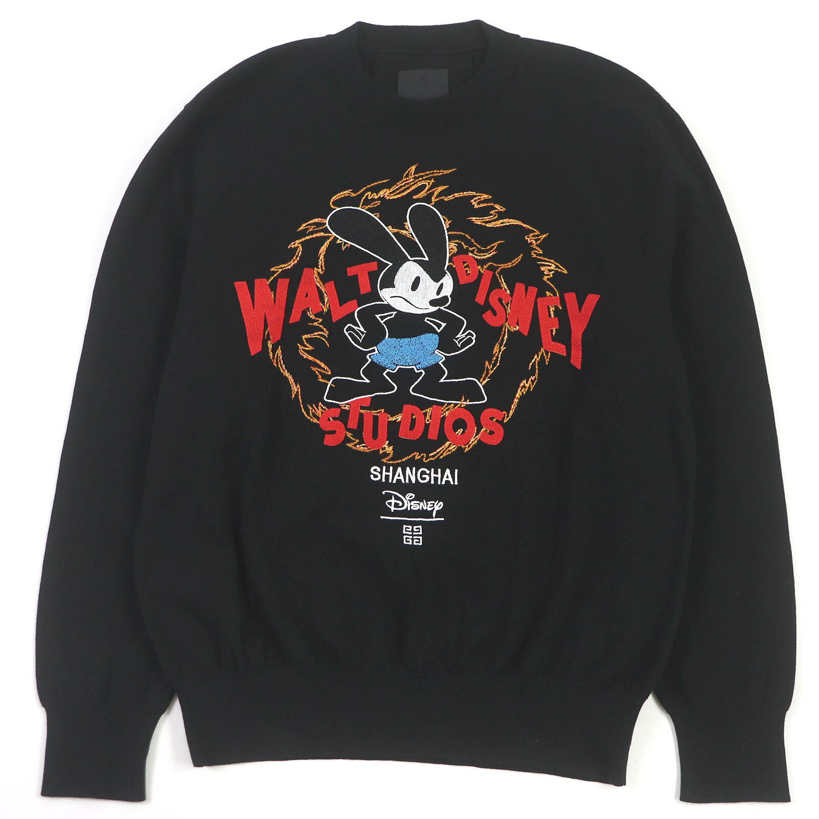極美品□GIVENCHY×Disney ジバンシィ×ディズニー BM90MS4YEB オズワルド ロゴエンブロイダリー セーター ブラック M イタリア製 正規品 メンズ【中古】