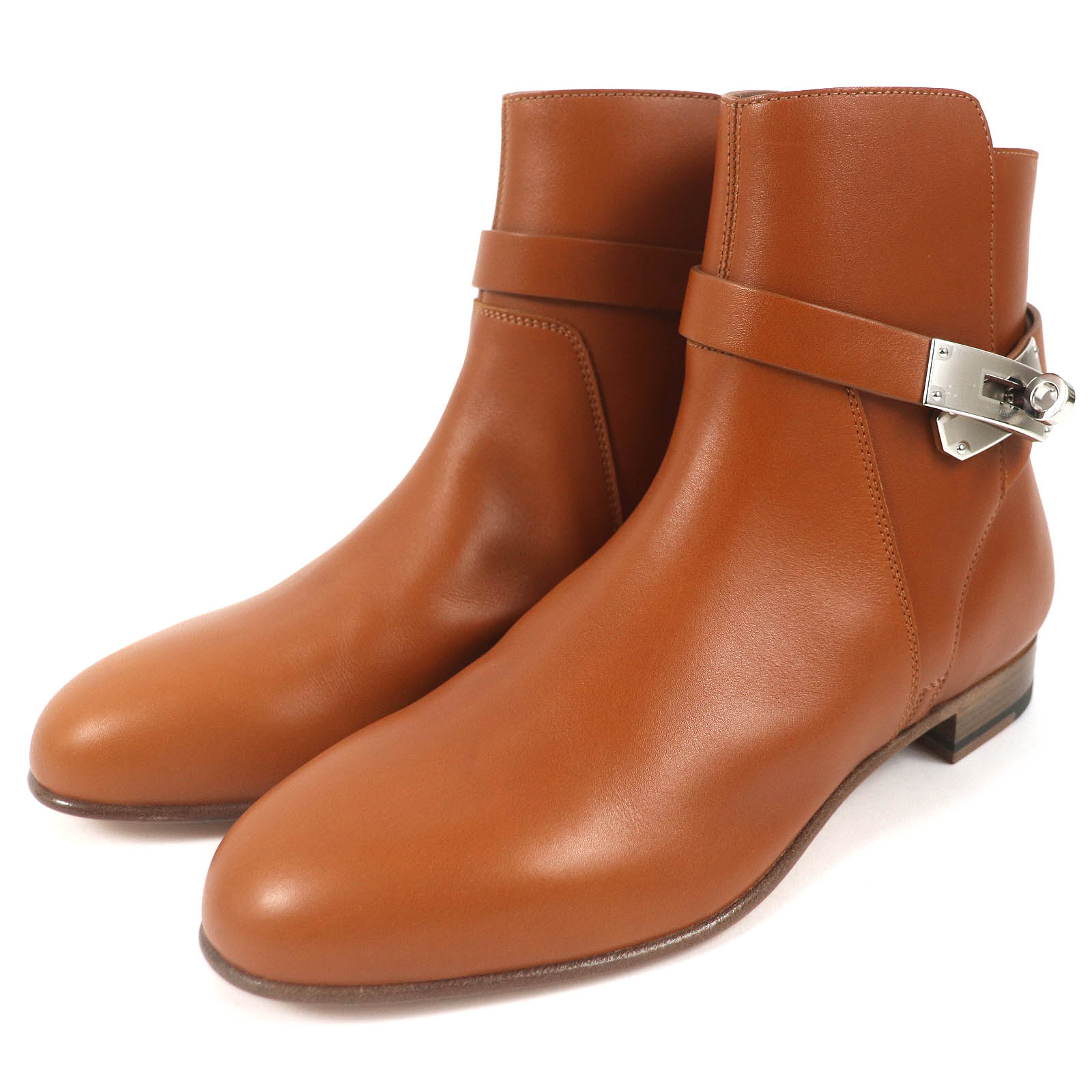 極美品△HERMES エルメス 202255Z ネオ ナチュラル ケリーバックル レザー ショートブーツ 37 箱・保存袋付き イタリア製 レディース 大人気 オススメ◎【中古】