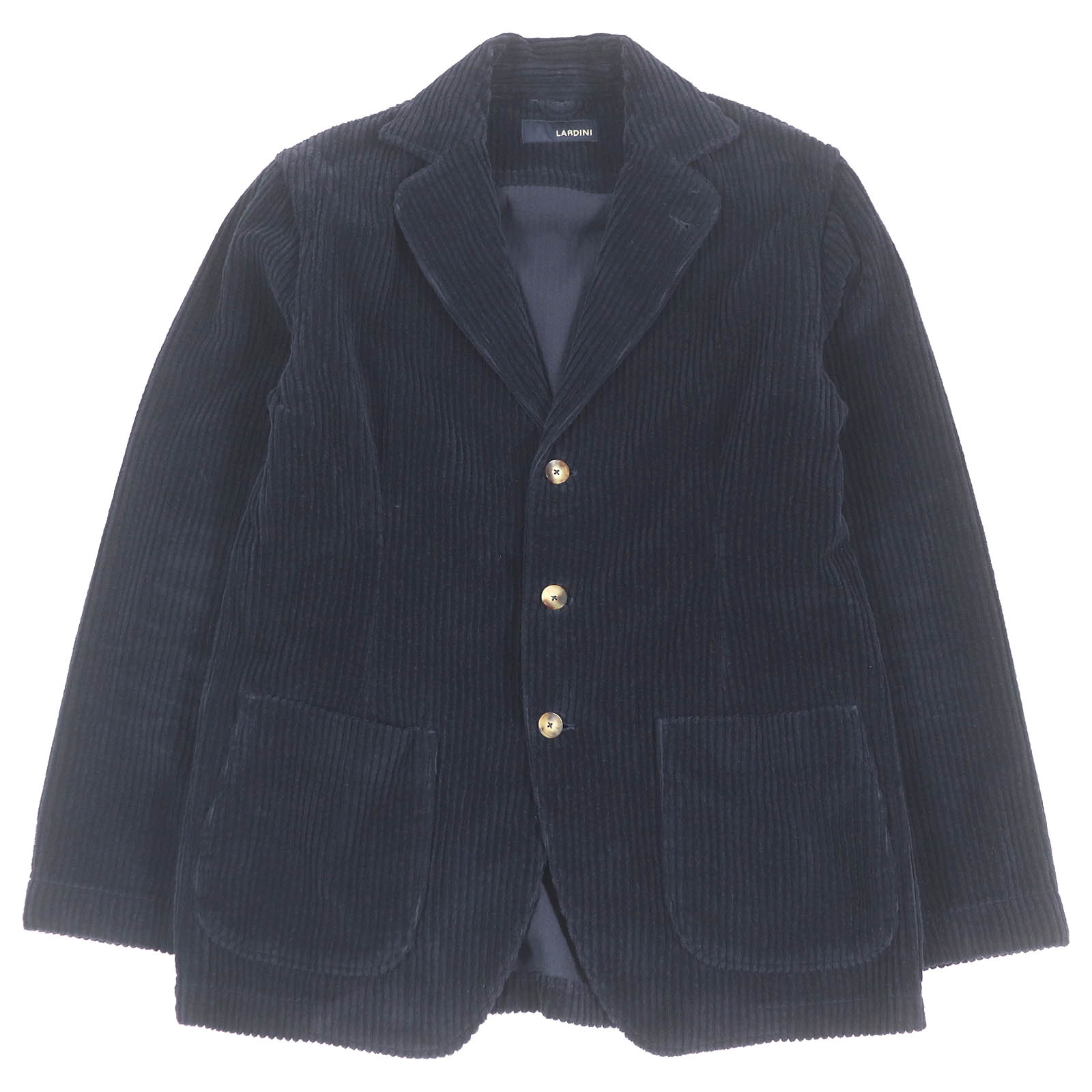 美品□LARDINI ラルディーニ JNAMA コットン100％ シングル コーデュロイ テーラードジャケット ブレザー ダークネイビー M イタリア製 正規品 メンズ【中古】