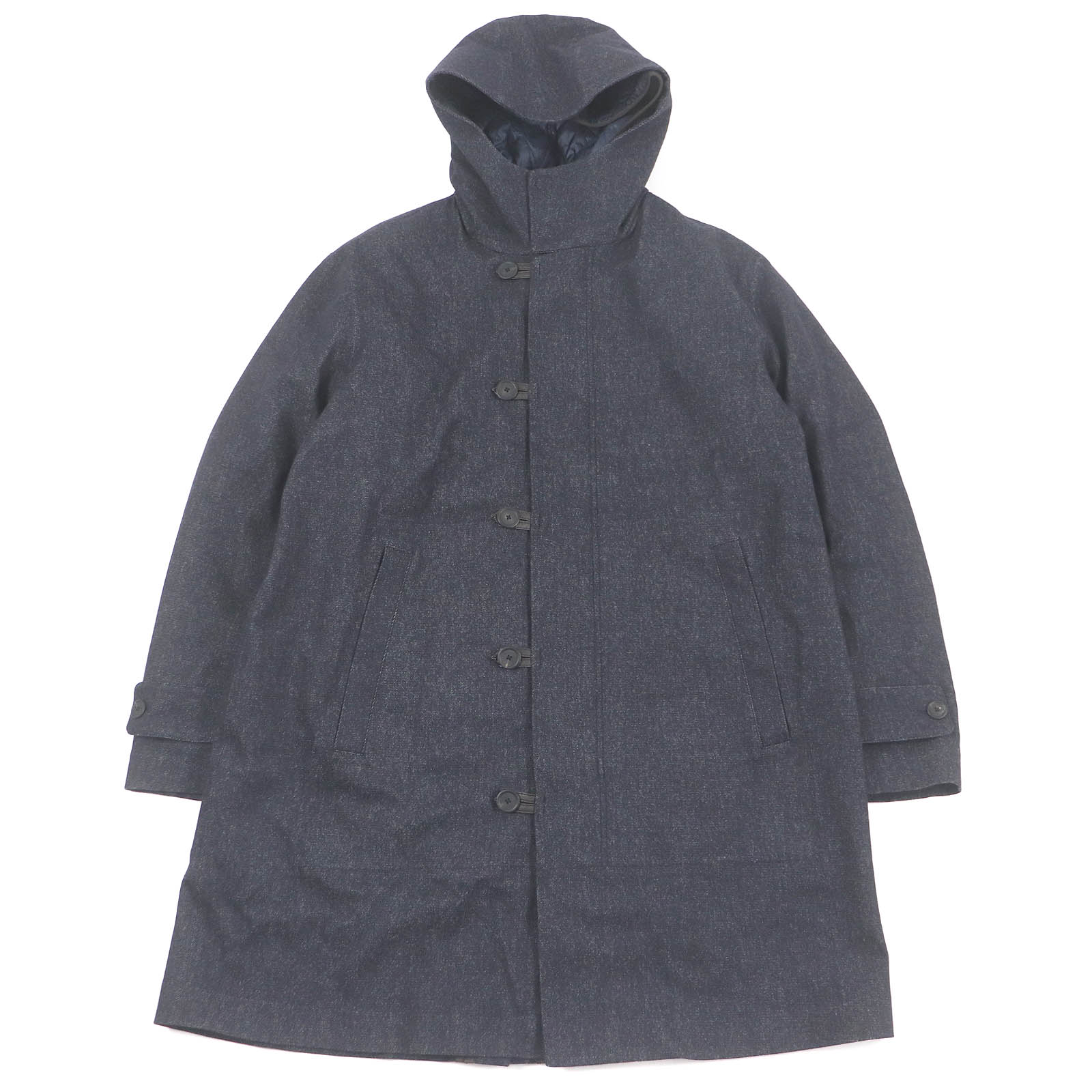 極美品□GIORGIO ARMANI ジョルジオアルマーニ 紺タグ 3WAY キルティングライナー付き デニム フーデッドコート インディゴブルー 56 ハンガー・ガーメント付き イタリア製 正規品 メンズ【中古】