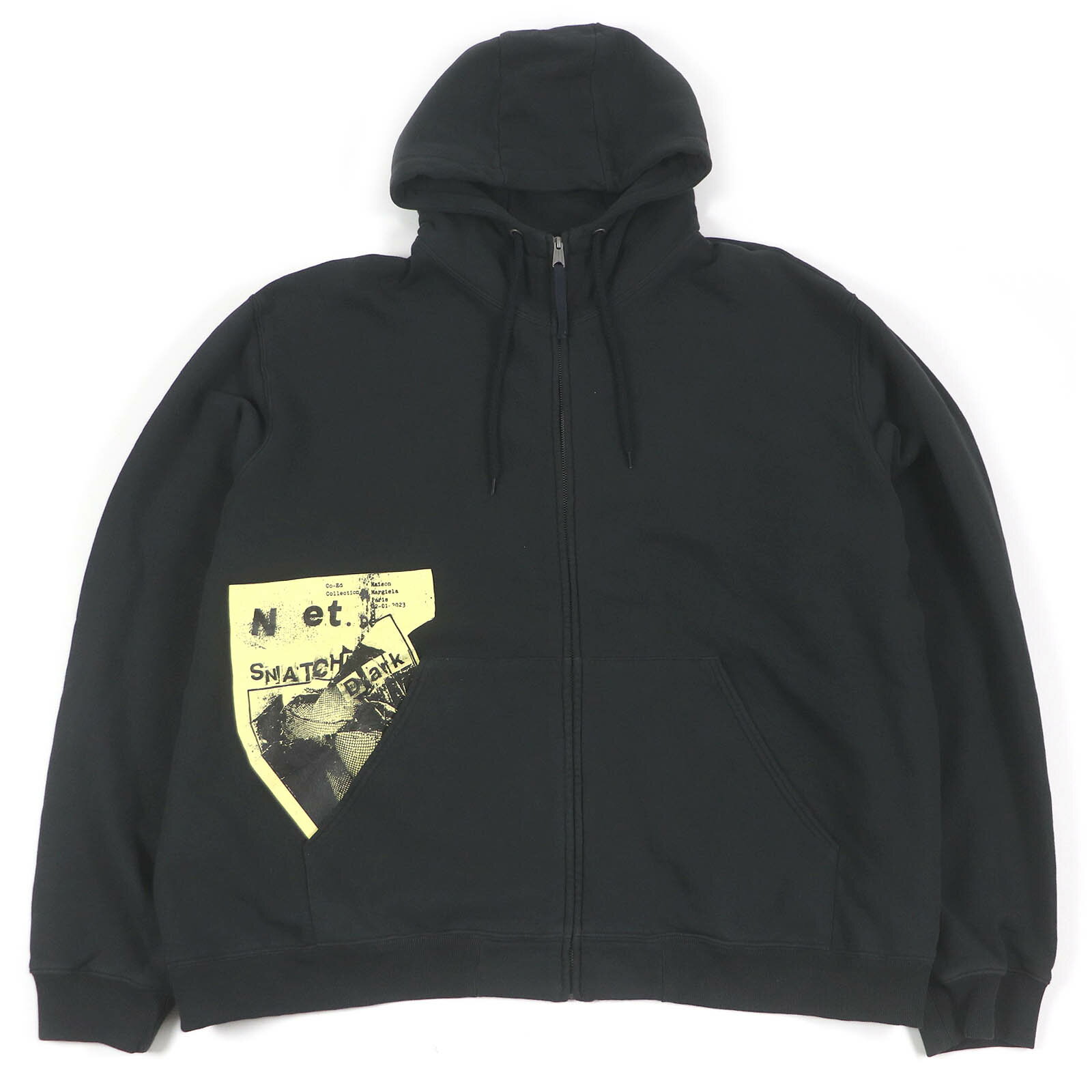 未使用品□Maison Margiela 10 メゾンマルジェラ10 24SS S50HG0045 USED加工 オーバーサイズ フーディー ジップパーカー ブラック M イタリア製 正規品 メンズ【中古】