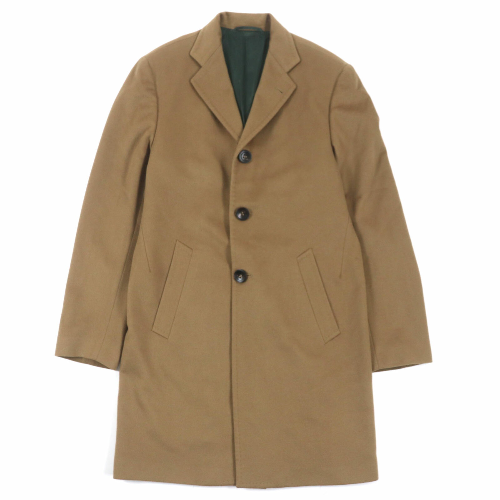 極美品▼KITON キートン カシミヤ100% シングル チェスターコート キャメル 44 イタリア製 正規品 メンズ シンプル◎【中古】