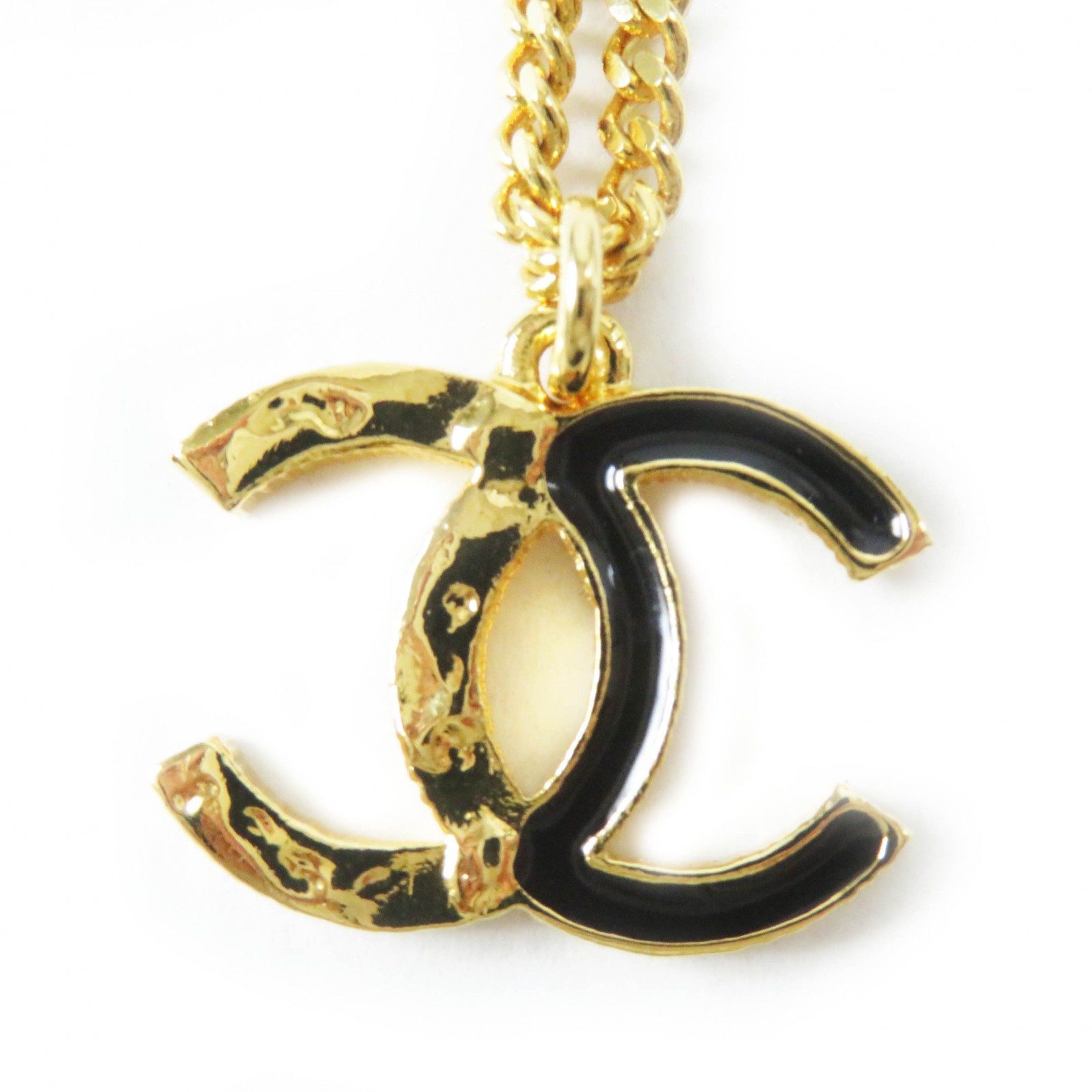 極美品◎CHANEL シャネル F24C ABC480 ココマーク ネックレス／ペンダント ゴールド ブラック 箱・ケース付き フランス製 レディース【中古】