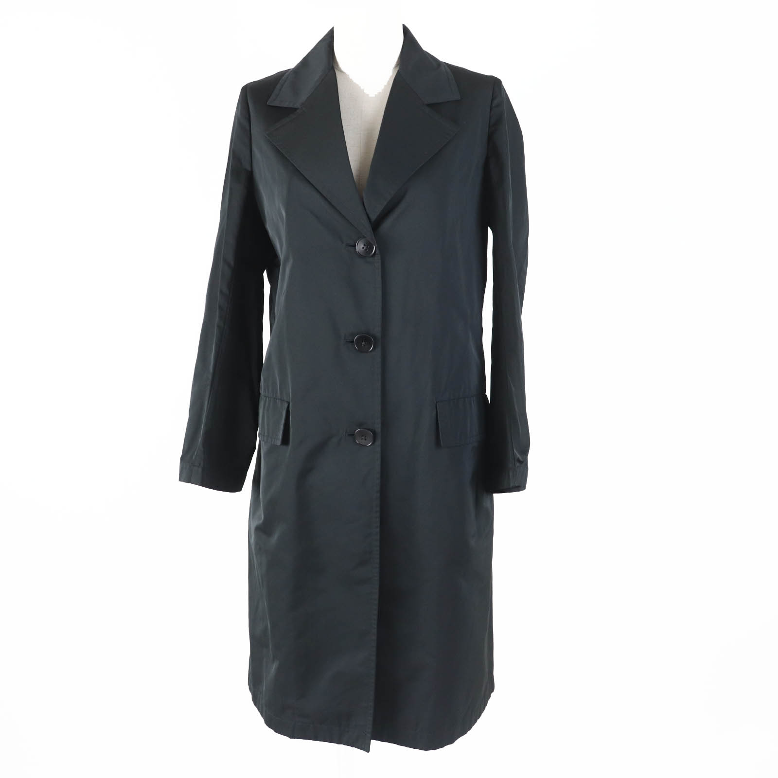 極美品◎JIL SANDER ジルサンダー シルク混 ロング丈 チェスターコート ブラック 34 イタリア製 正規品 レディース【中古】