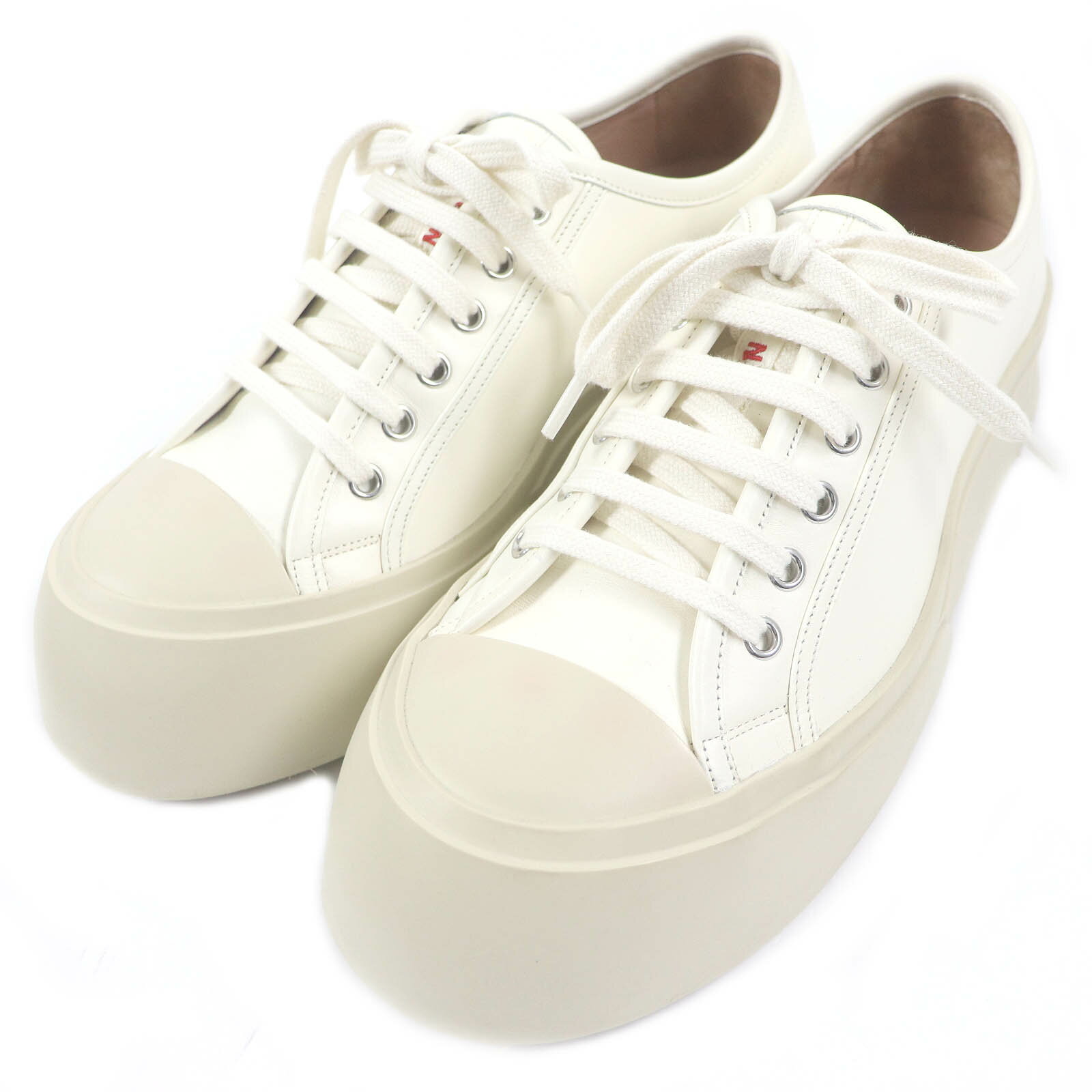 極美品□MARNI マルニ 2022年製 SNZU002002 PABLO 厚底 レザー ローカットスニーカー アイボリー 42 箱・保存袋付き イタリア製 メンズ【中古】