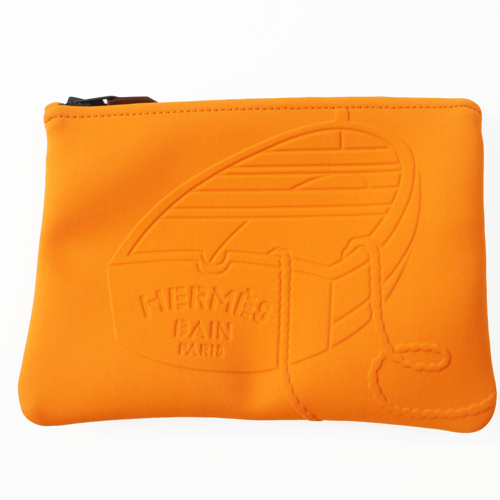 極美品◎HERMES エルメス ネオバン タラサ PM ブラック金具 ポーチ オレンジ フランス製 正規品 レディース【中古】