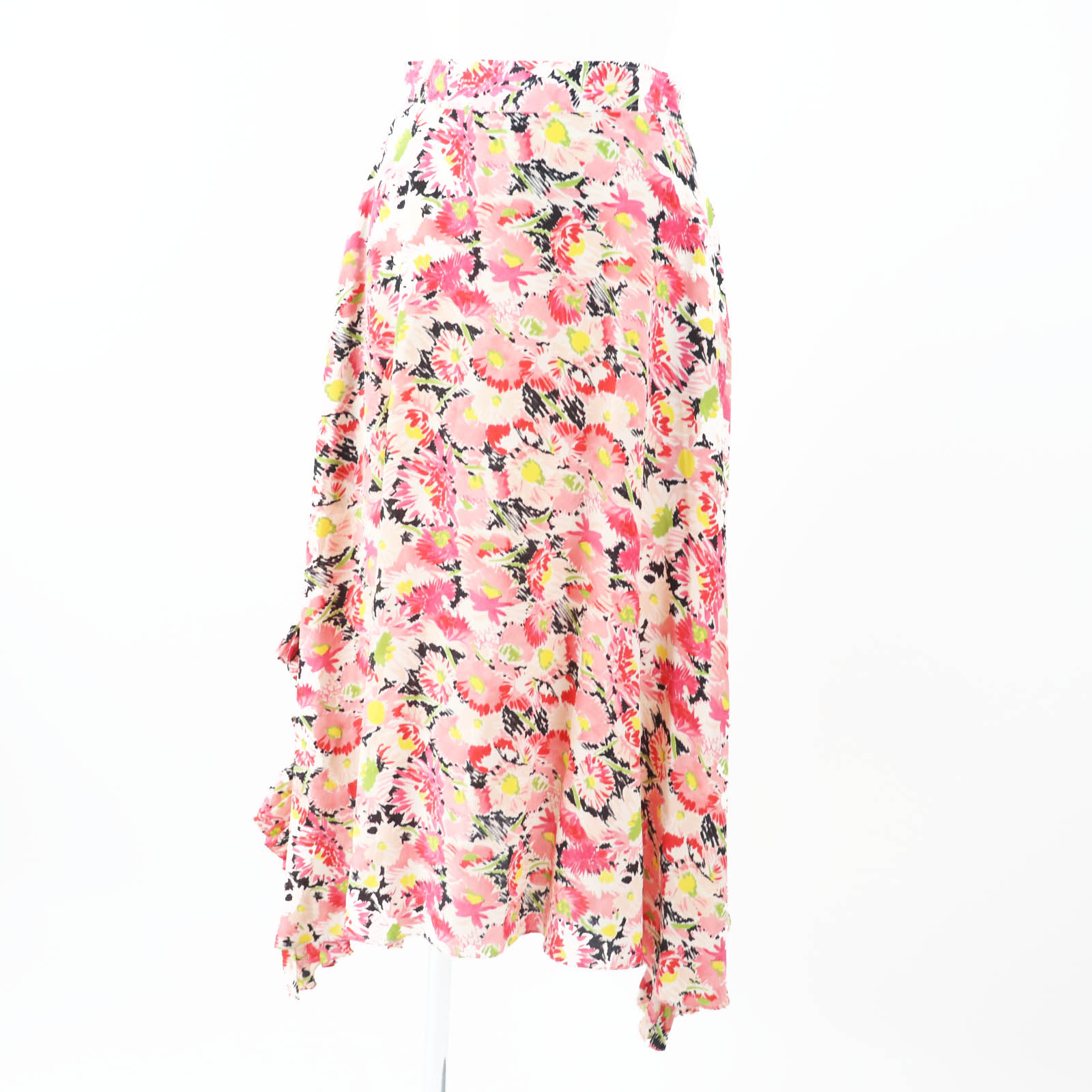 極美品◎Stella McCartney ステラマッカートニー 21SS 602927 シルク100％ フローラルプリント ロング フレアスカート ピンク系 34 正規品 レディース【中古】