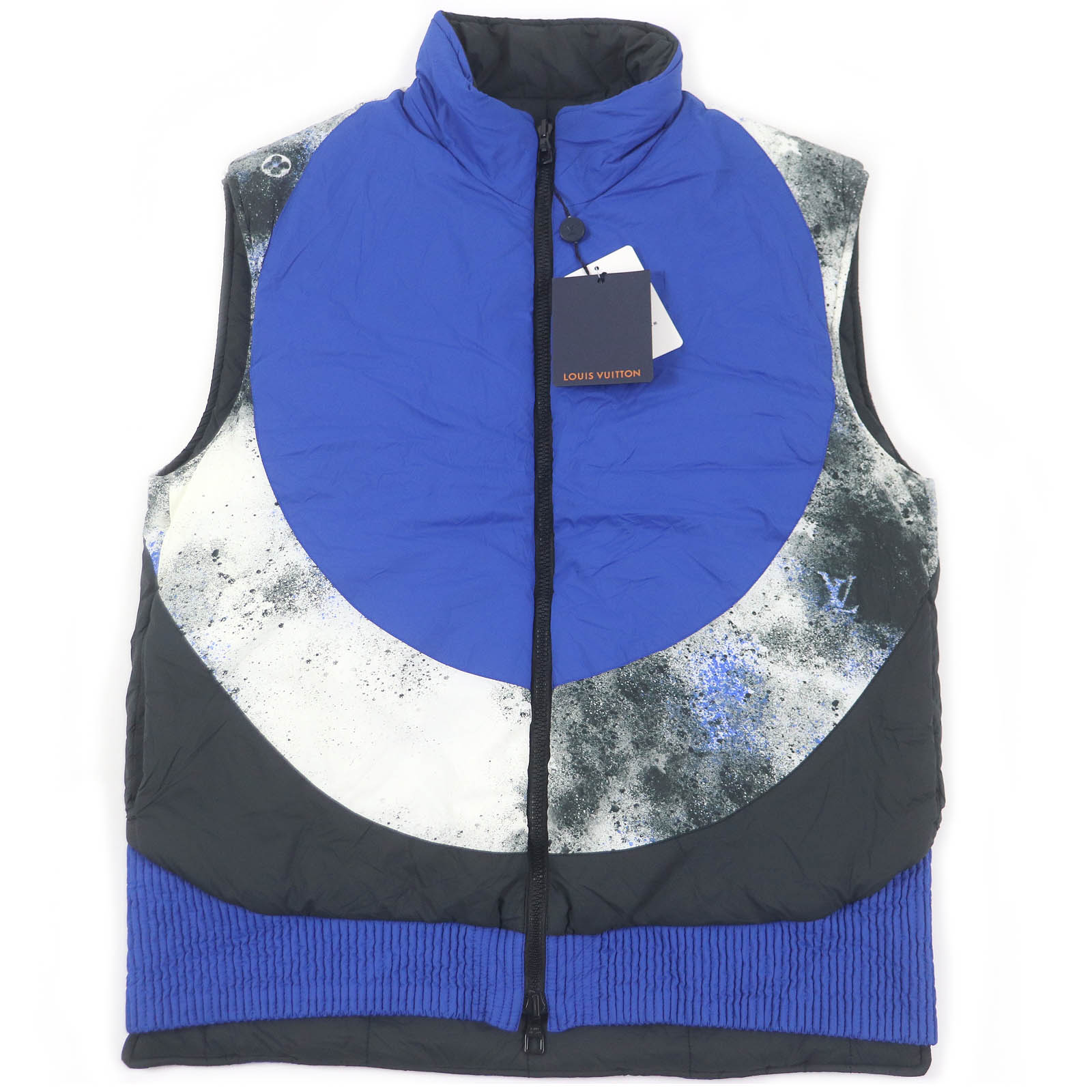 未使用品□LOUIS VUITTON ルイヴィトン 20SS リバーシブル モノグラム パテッドベスト ジレ ブラック ブルー 46 イタリア製 正規品 メンズ【中古】