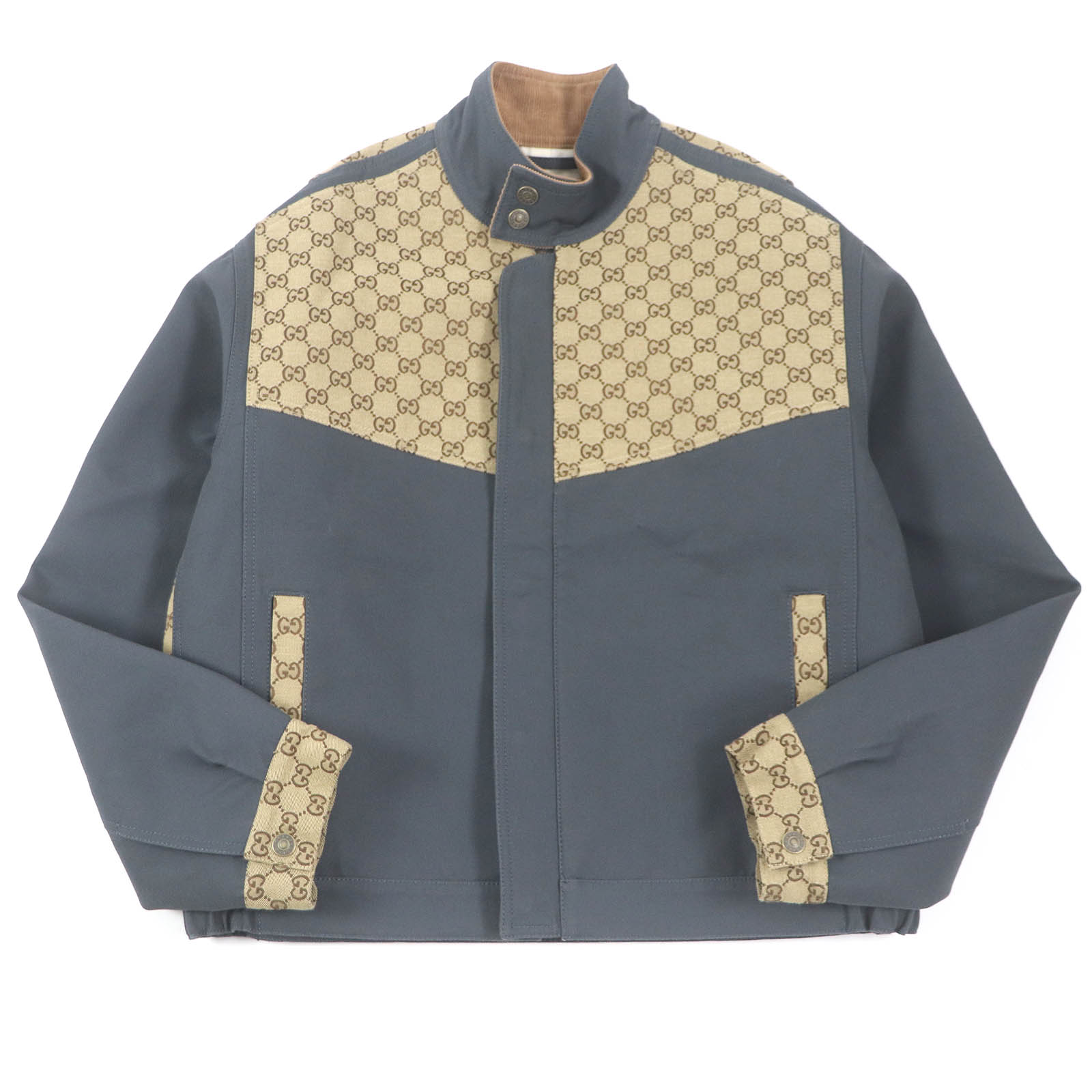 極美品□GUCCI グッチ 23SS 742855 Cotton Canvas GG Supreme Jacket コットンキャンバス GGスプリーム ワークジャケット ブルゾン チャコール系 50 イタリア製 正規品 メンズ【中古】