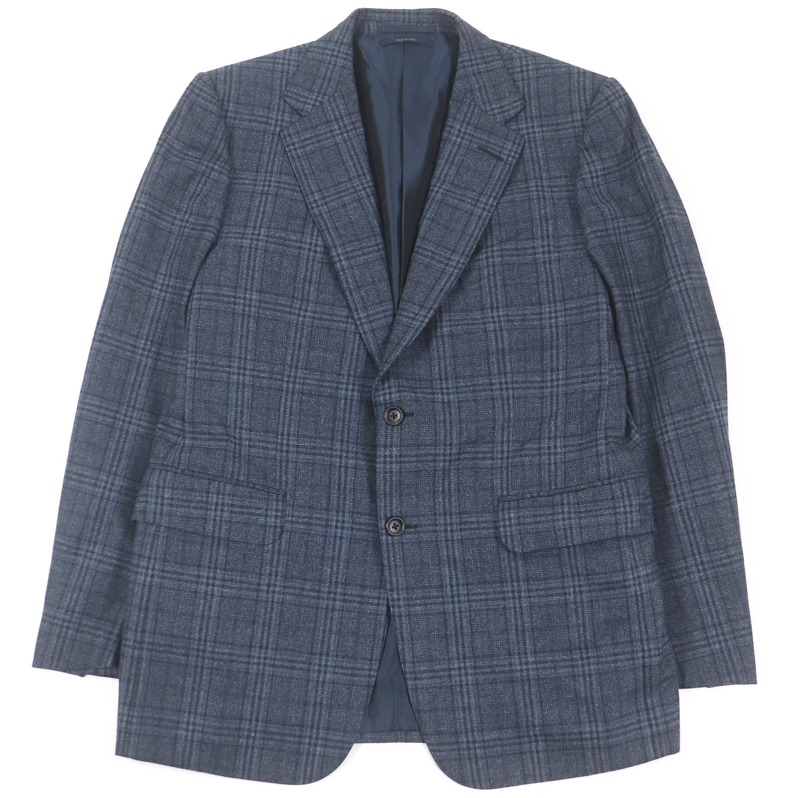 極美品□Dunhill ダンヒル ウール BELGRAVIA チェック柄 シングル テーラードジャケット ツイードジャケット ブレザー ブルー 54 スペイン製 正規品 メンズ【中古】