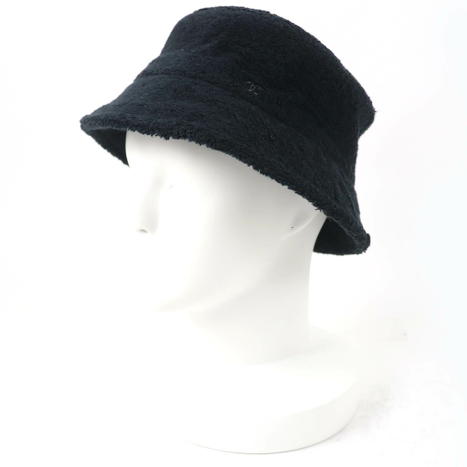 未使用品☆CHANEL シャネル 21SS 21C ココマーク コットンパイル バケットハット ブラック S イタリア製 正規品 レディース【中古】