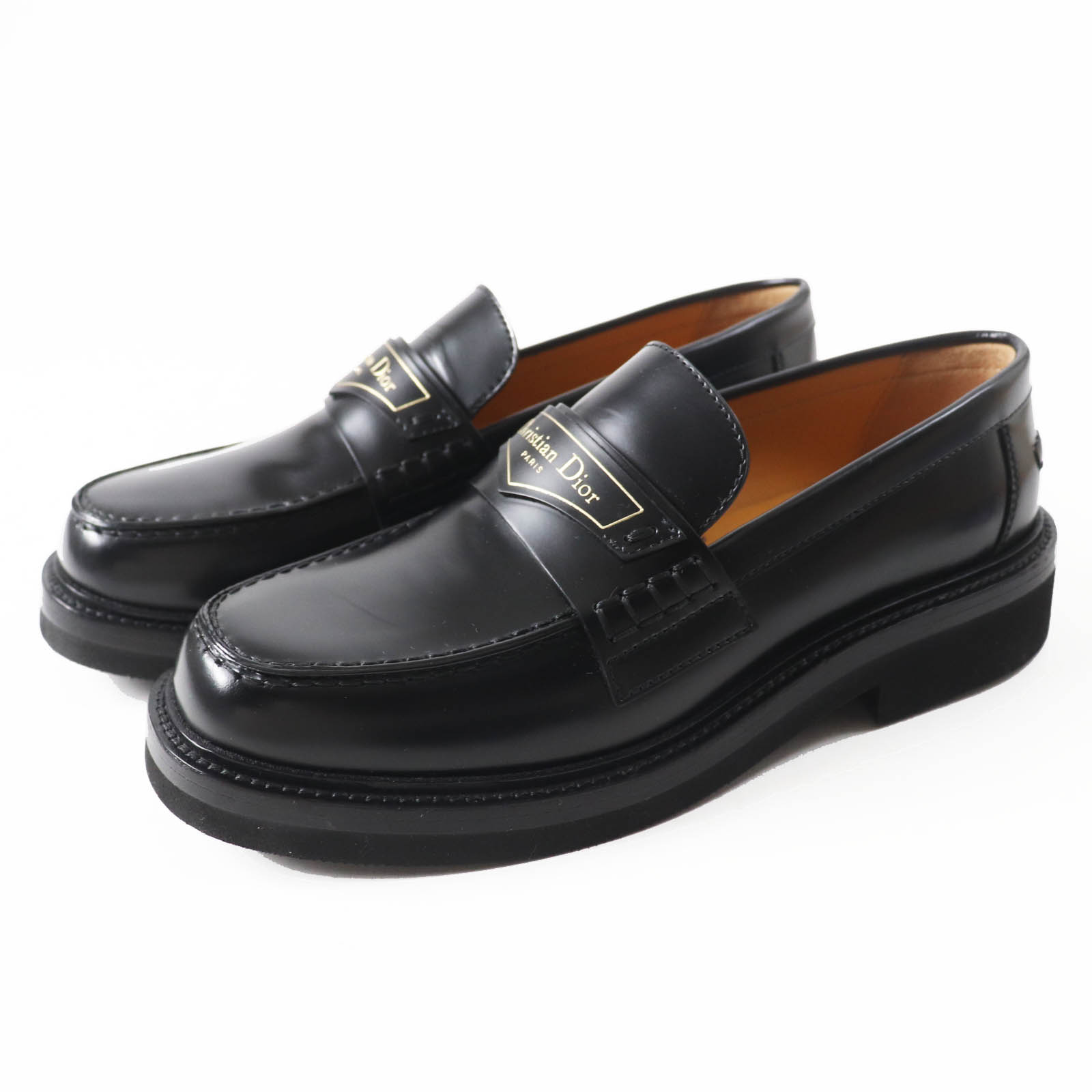 極美品◎Christian Dior クリスチャンディオール DIOR BOY レザー ローファー ブラック 35 イタリア製 レディース【中古】