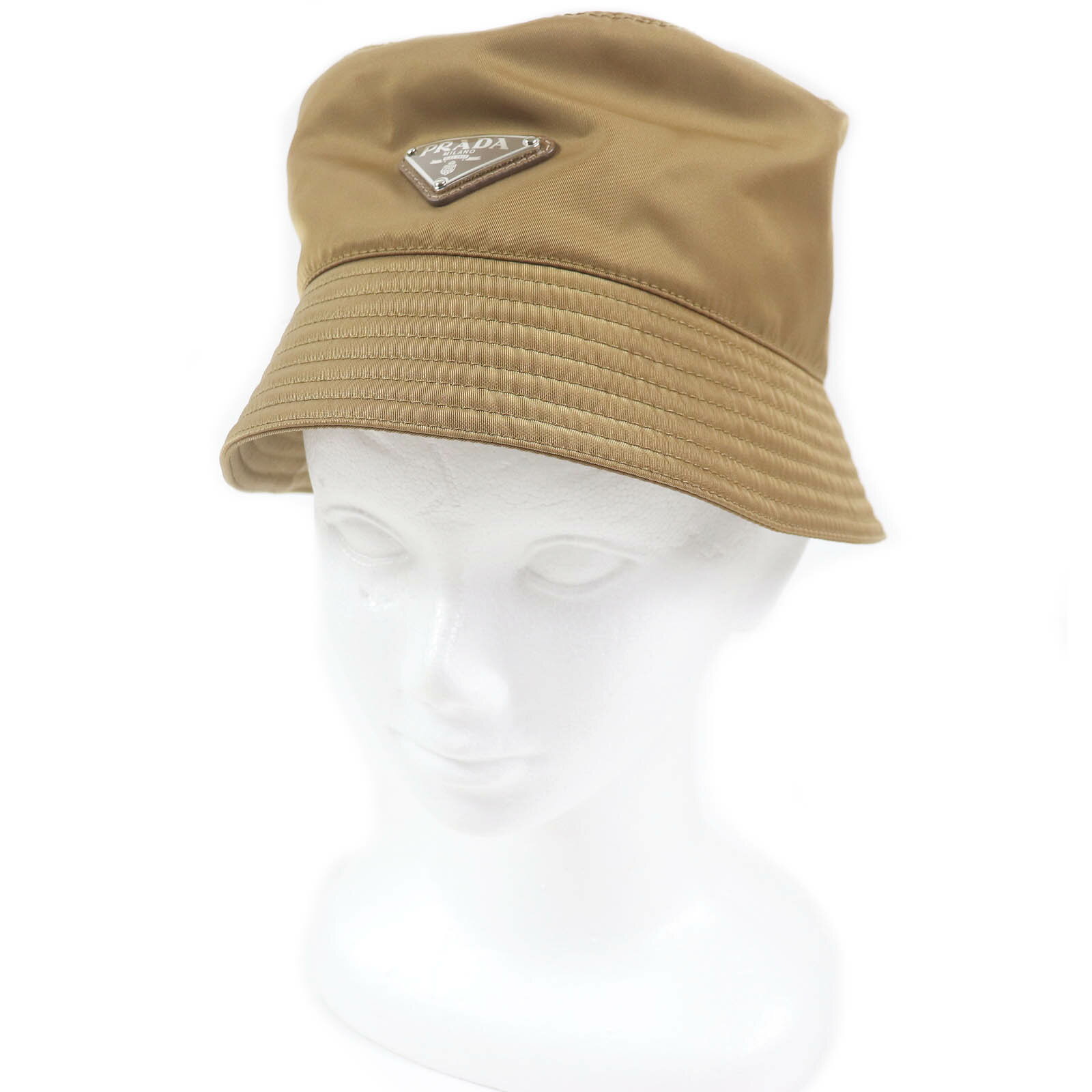 極美品□PRADA プラダ 2021年製 2HC137 Re-NYLON トライアングルロゴ 三角プレート 帽子 バケットハット ブラウン イタリア製 正規品 メンズ【中古】