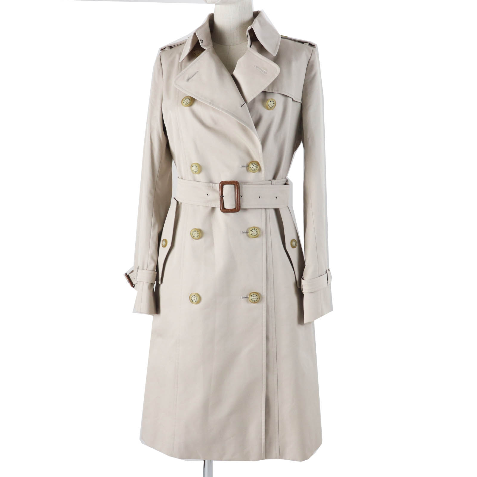 美品◎MACKINTOSH LONDON マッキントッシュ ロンドン G5A25-310-40 ロゴボタン・チェック柄ライナー付き トレンチコート ライトベージュ 40 日本製 正規品 レディース【中古】