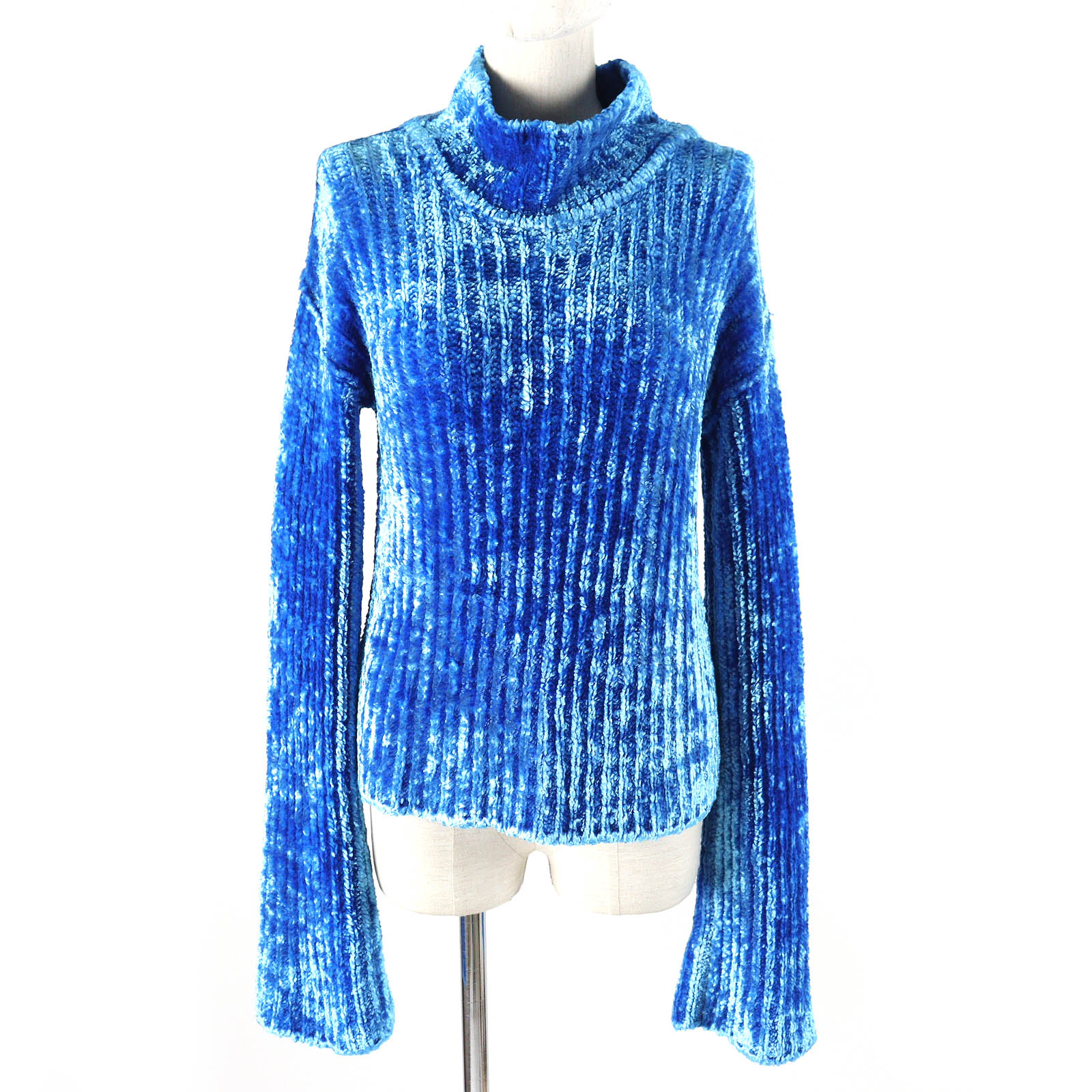 未使用品△ACNE STUDIOS アクネストゥディオズ A60428 シェニールセーター ハイネック 長袖 トップス プルオーバー ブルー S イタリア製 レディース オススメ◎【中古】