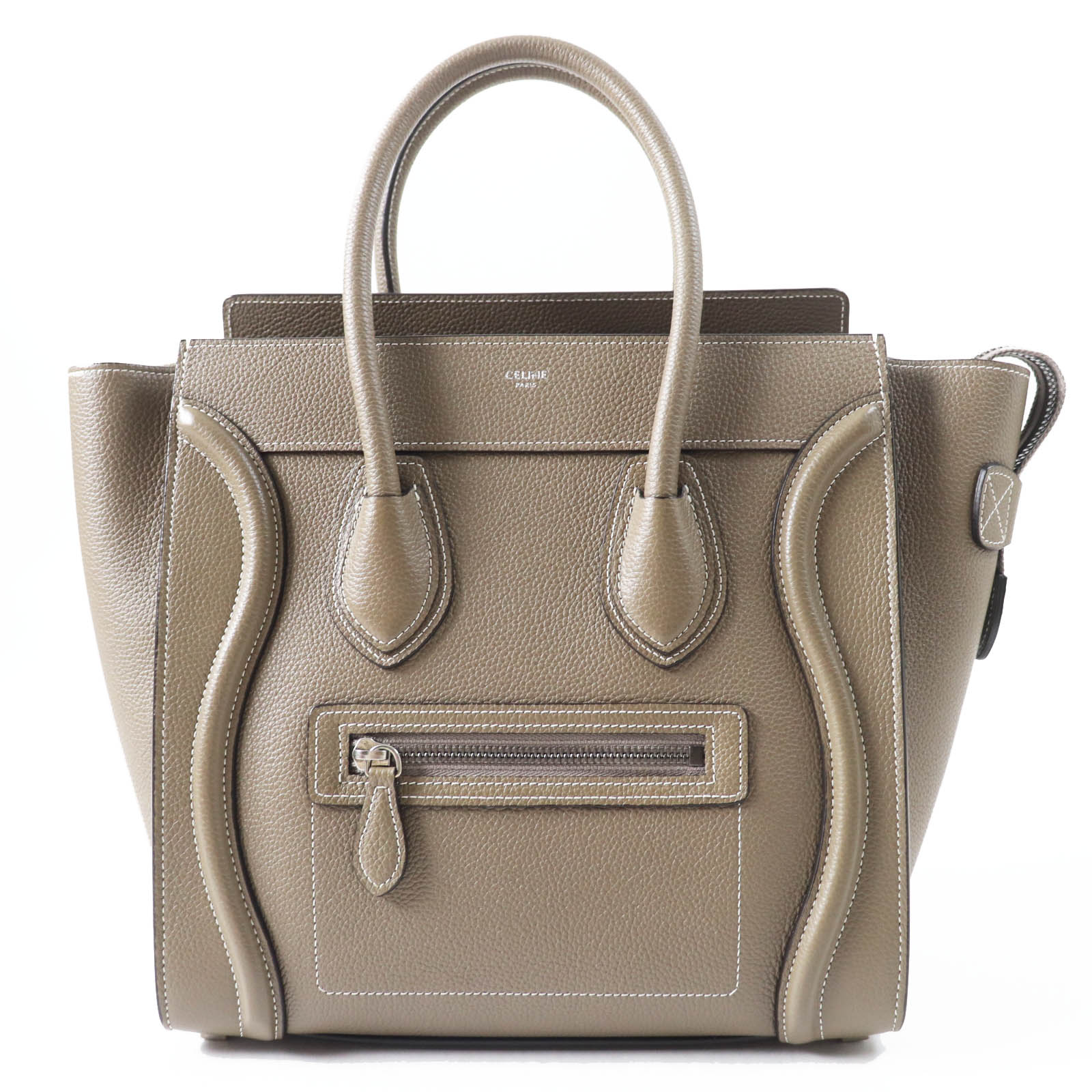 極美品◎CELINE セリーヌ 18979 ラゲージ マイクロショッパー ドラムドカーフスキン ハンドバッグ スリ 保存袋付き イタリア製 レディース【中古】