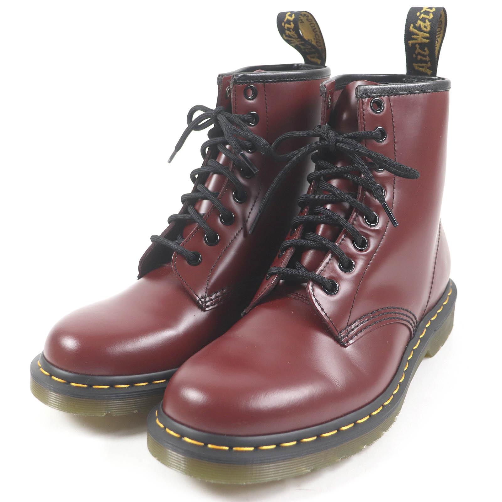 未使用品□Dr.Martens ドクターマーチン 1460 レースアップ イエローステッチ スムースレザー 8ホールブーツ チェリーレッド 7 メンズ レディース【中古】