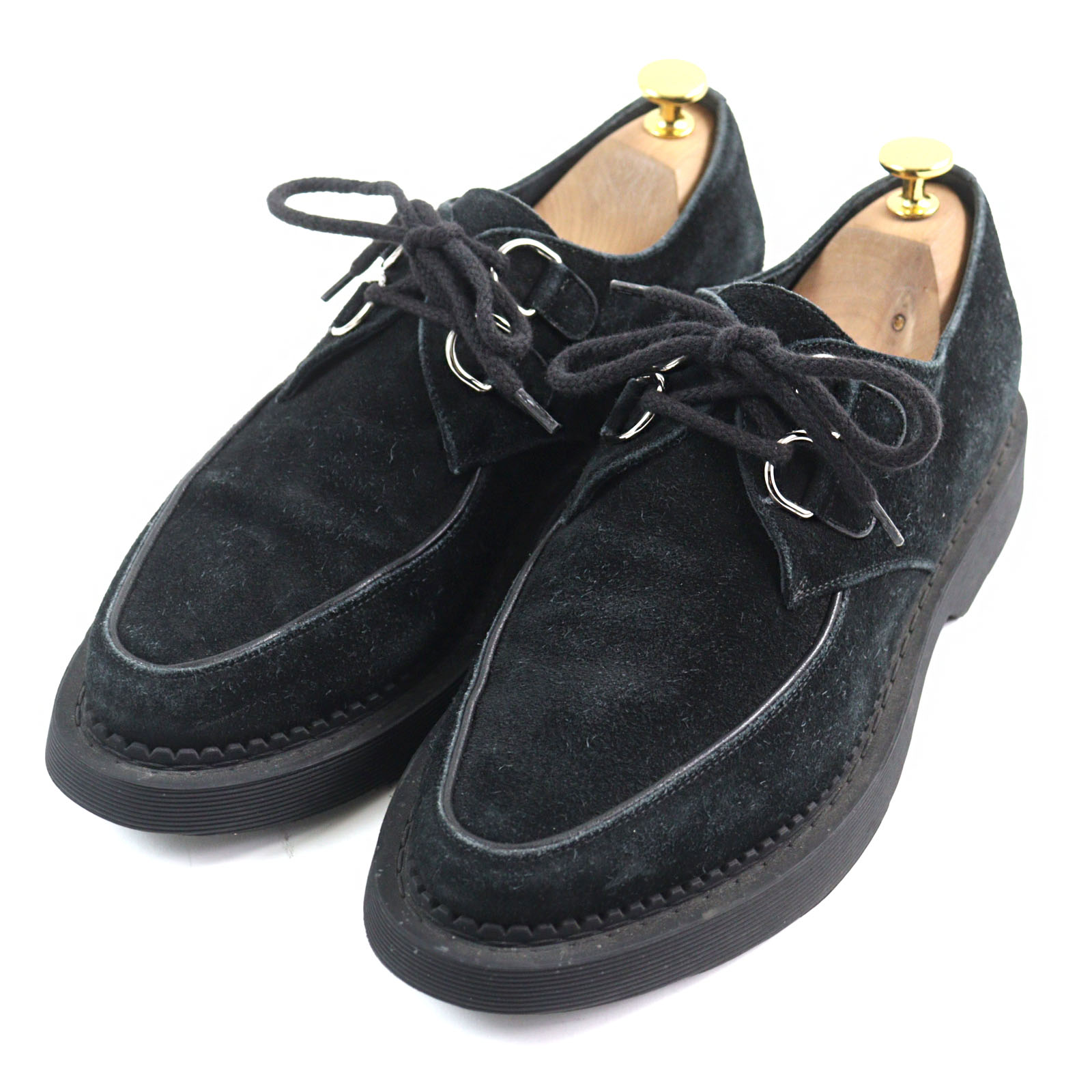 【ドンドン見直し】美品○SAINT LAURENT PARIS サンローランパリ 21AW 667606 テディダービー レースアップ チャンキークレープソール スウェードレザーシューズ ブラック 42 イタリア製 メンズ【中古】