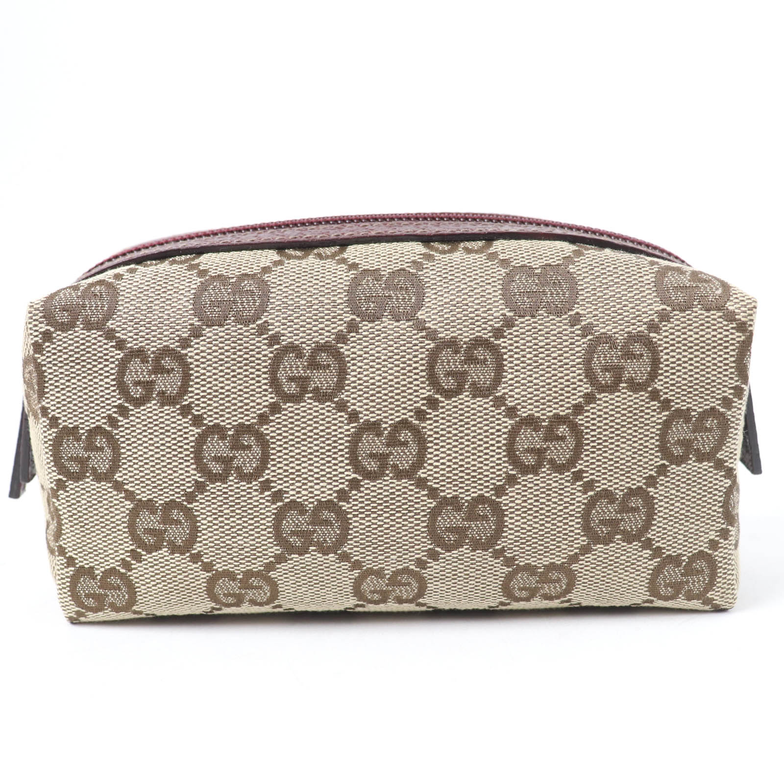 未使用品☆GUCCI グッチ 29596 GGスプリームキャンバス メイクポーチ コスメポーチ ポーチ ブラウン系 箱付き イタリア製 レディース【中古】