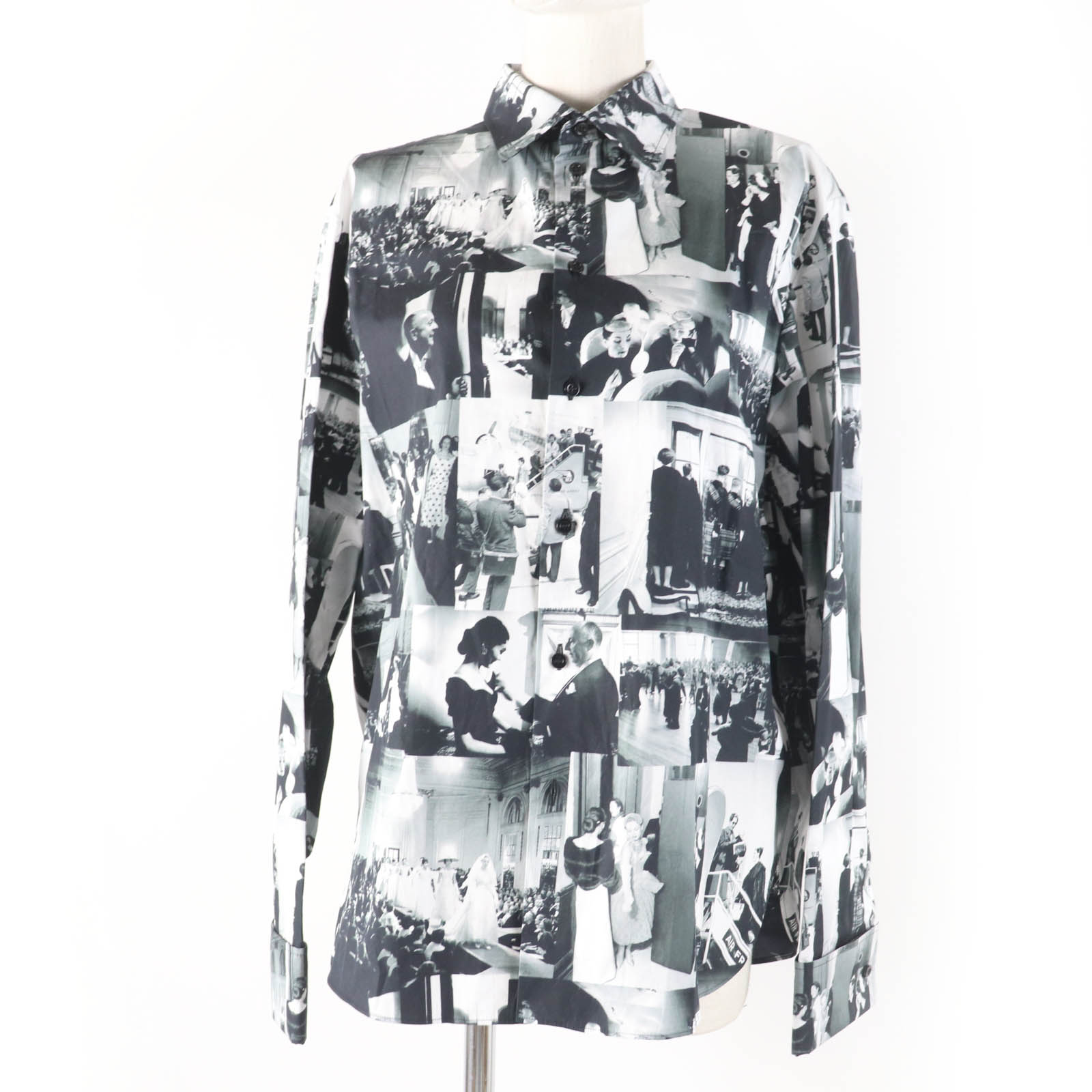 未使用品☆Christian Dior クリスチャンディオール 25SS 511B28A3A14 コットン100％ ムッシュディオールパッチワークモチーフ 長袖シャツ ブラック 44 イタリア製 正規品 レディース【中古】