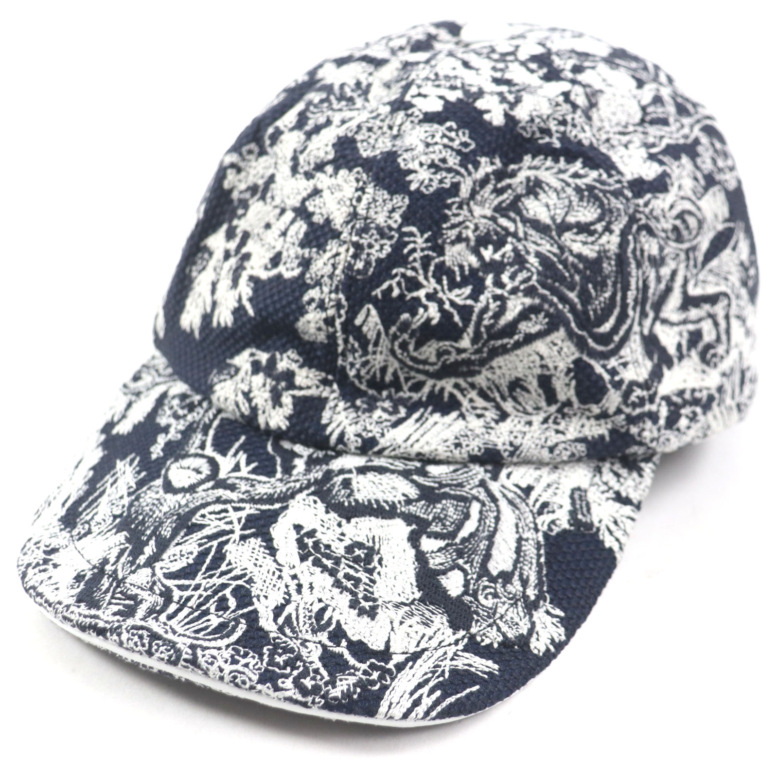 未使用品▼Christian Dior クリスチャンディオール 24TJV922X134 トワル ドュ ジュイ D-PLAYER 帽子 キャップ ホワイト ネイビー 59 イタリア製 正規品 レディース【中古】