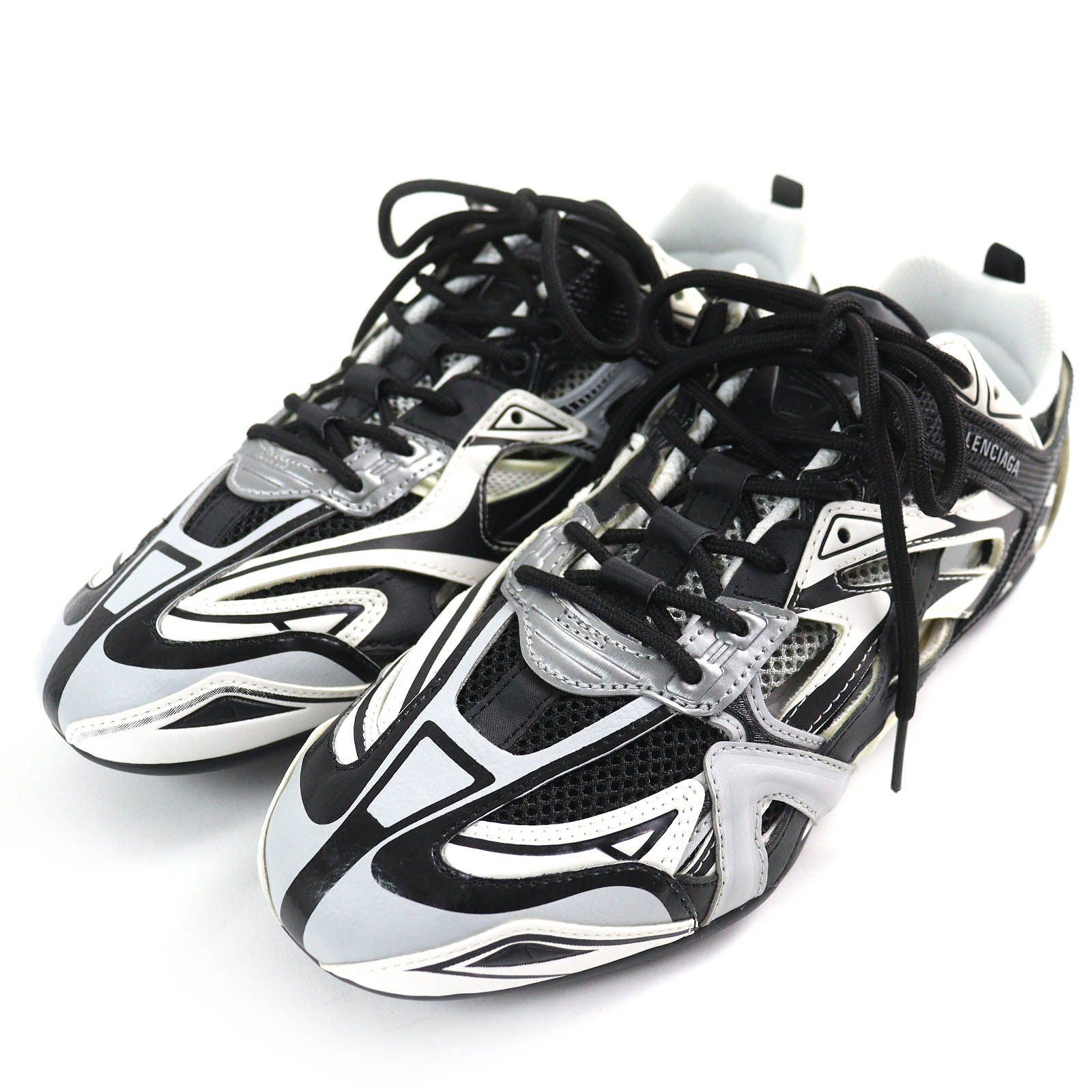 未使用品△BALENCIAGA バレンシアガ 624344 W2FD1 1019 メッシュデザイン ドライブスニーカー ブラック グレー ホワイト 27.5 保存袋付き フランス製 メンズ オススメ◎【中古】