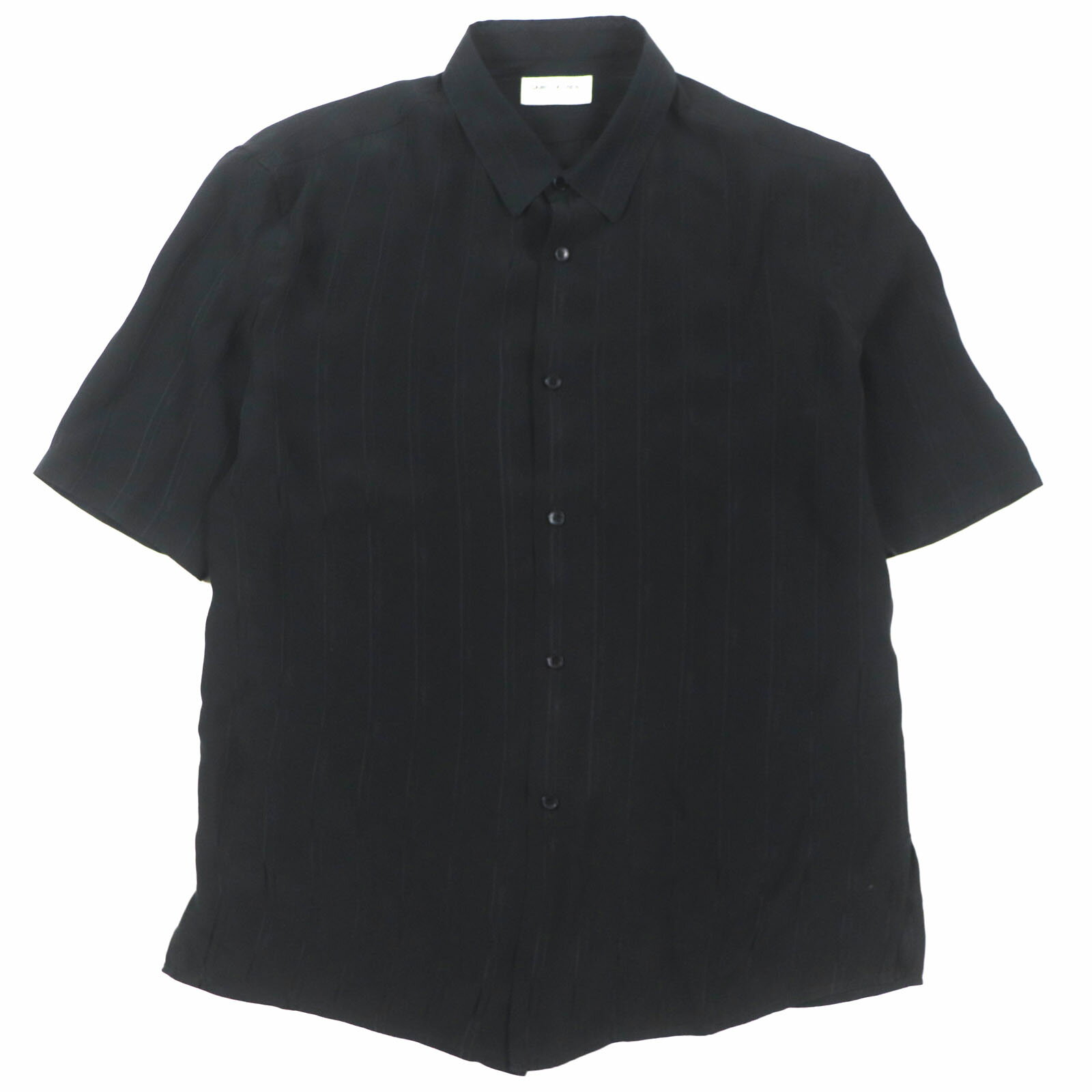 美品▼SAINT LAURENT PARIS サンローランパリ 23SS 601070 シルク100% YSL ストライプ柄 ショートスリーブ 半袖シャツ ブラック 39 箱付き イタリア製 正規品 メンズ【中古】