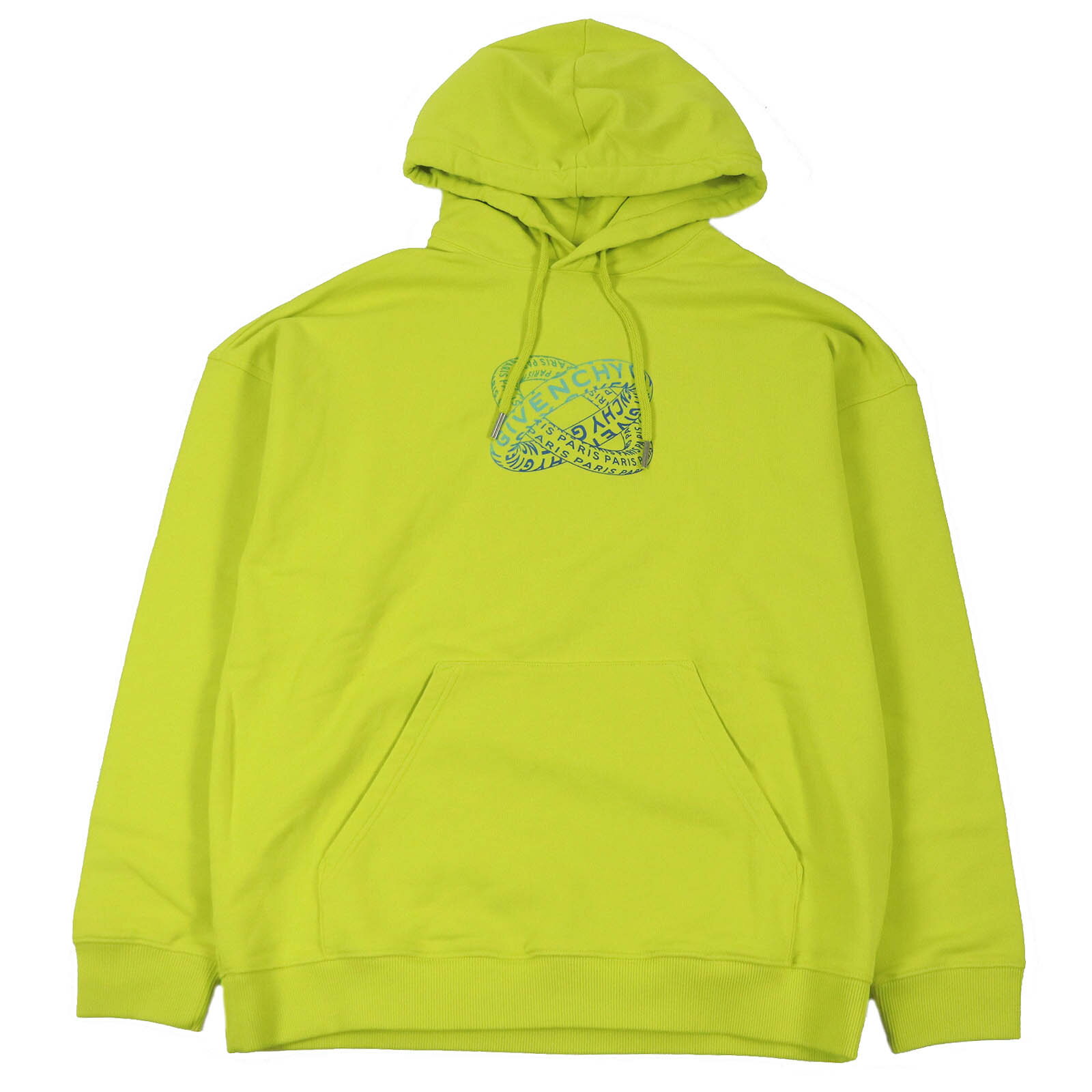未使用品□GIVENCHY ジバンシィ 20AW BMJ07F30AF コットン100％ インフィニティロゴプリント フーディー プルオーバーパーカー ライム L 正規品 メンズ【中古】