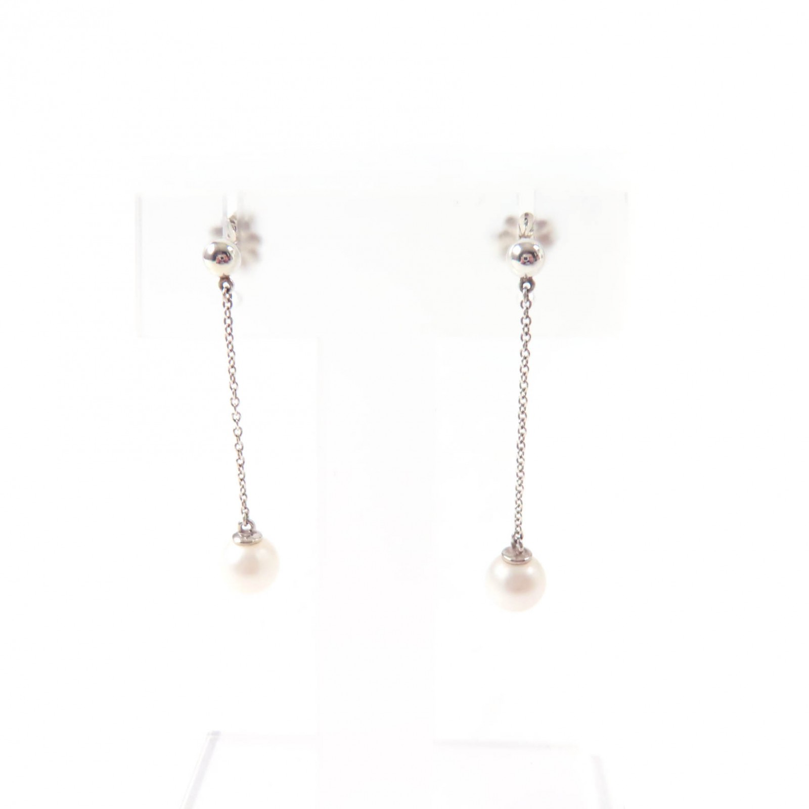 美品★TIFFANY&Co. ティファニー ジーグフェルド コレクション ドロップ ピアス SV925 フレッシュウォーターパール シルバー ホワイト 箱・保存袋付き 総重量1.9g レディース【中古】