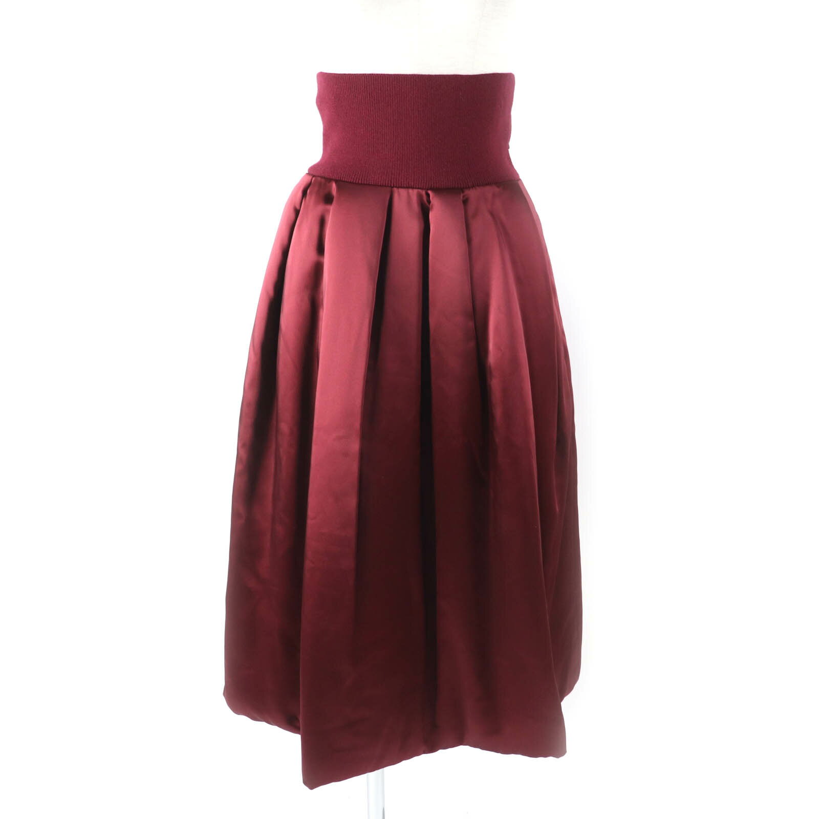 未使用品★JIL SANDER ジルサンダー 中綿入り 膝丈 パファースカート フレアスカート ボルドー 36 イタリア製 正規品 レディース【中古】