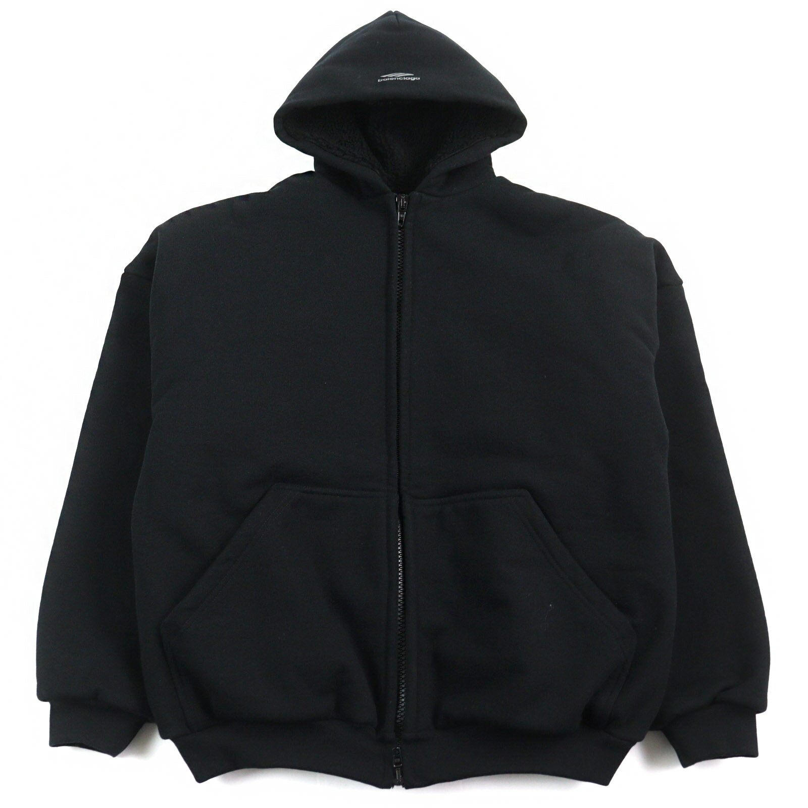 未使用品○BALENCIAGA バレンシアガ 2023年製 773668 TPUQ2 3B Sports Icon hoodie アートワークプリント ジップアップ ヘビーフリース フーデッドジャケット アイコンフーディー ブラック 3 正規品 メンズ【中古】