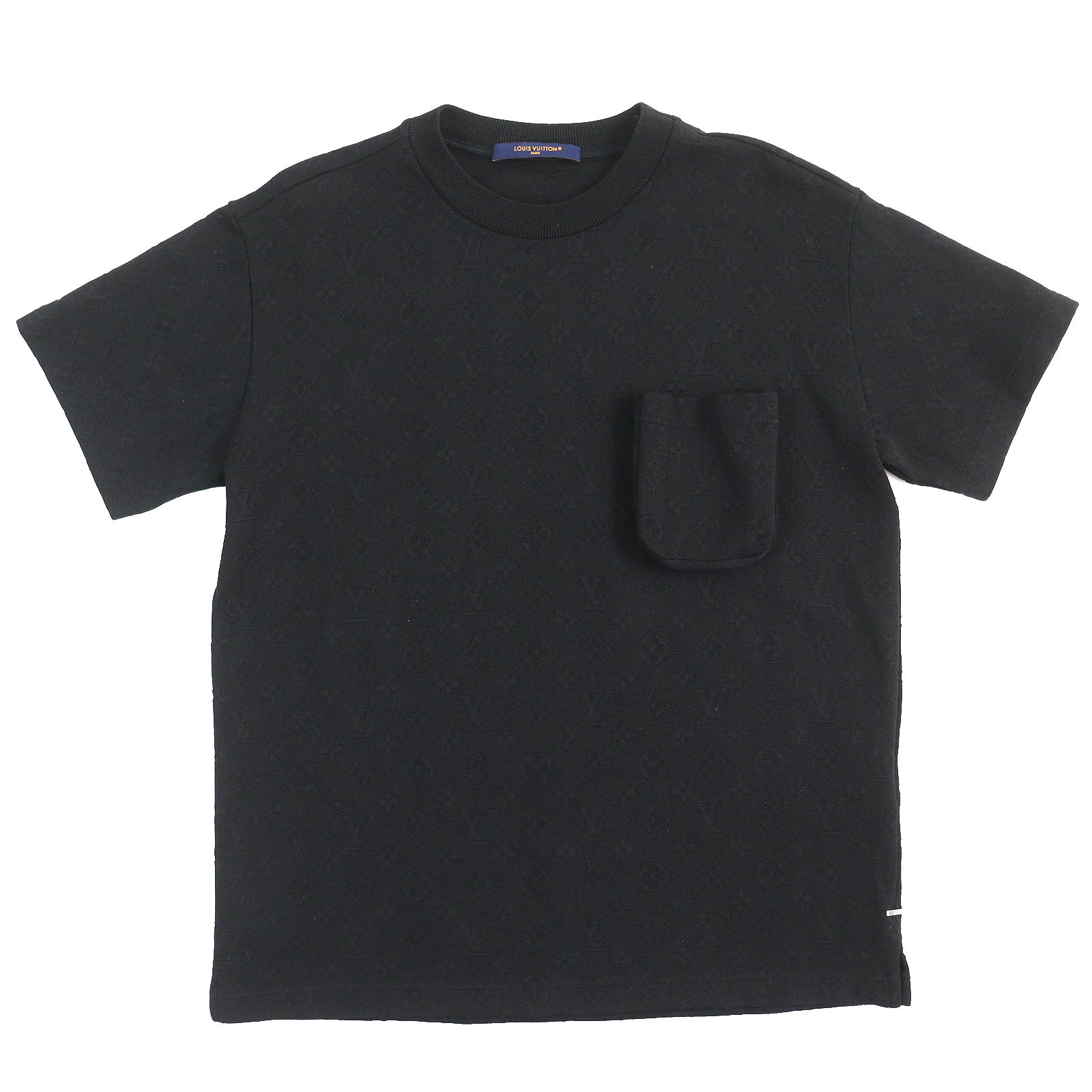 極美品△LOUIS VUITTON ルイヴィトン 22AW HIY49W コットン100％ 3Dポケット モノグラム 半袖Tシャツ ブラック S イタリア製 正規品 メンズ【中古】