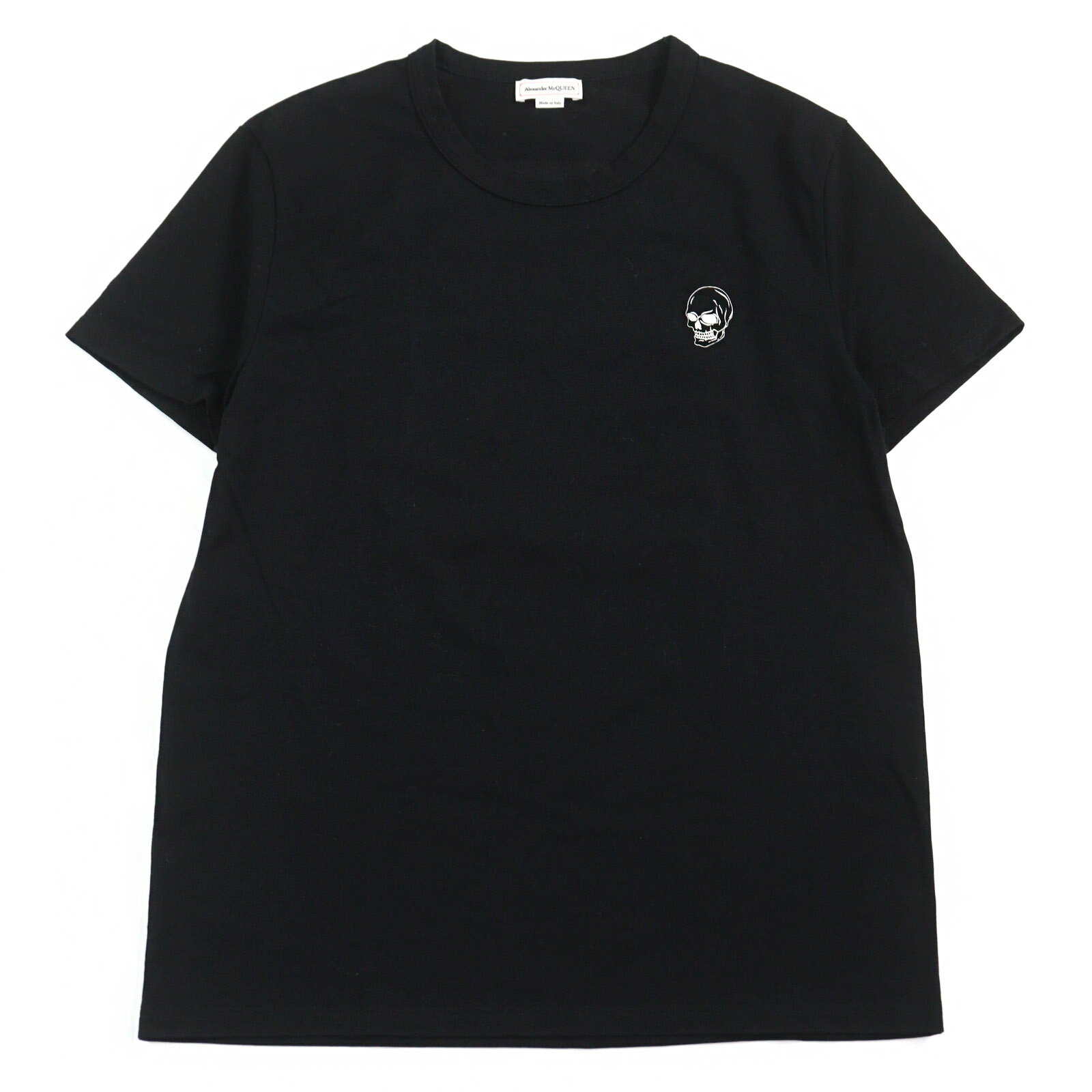 極美品○Alexander McQueen アレキサンダーマックイーン 624179 コットン100% スカルトランプ 髑髏 クルーネック 半袖Tシャツ ブラック系 L イタリア製 正規品 メンズ【中古】