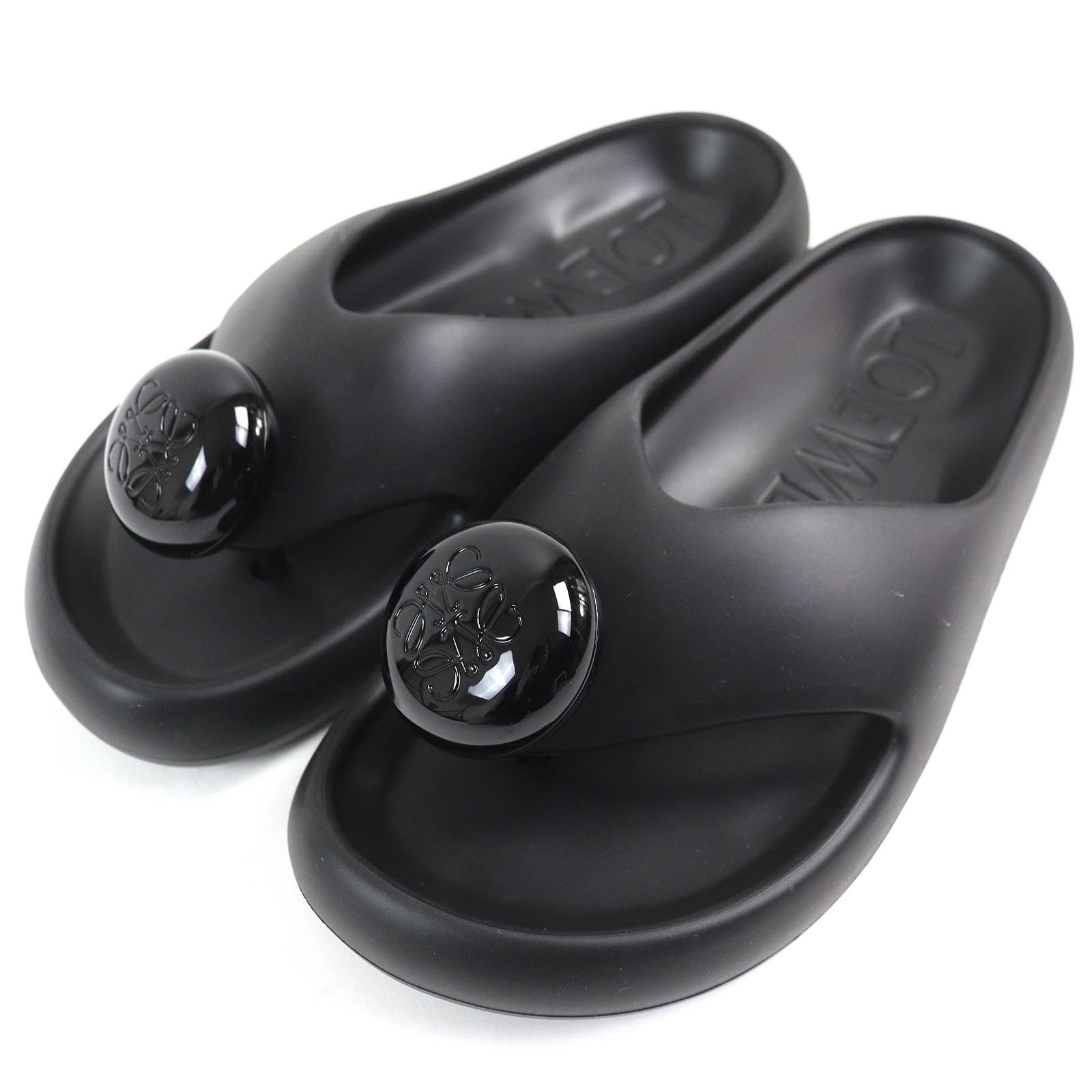 未使用品△LOEWE ロエベ BUBBLE THONG SLIDE バブル アナグラム ラバー トングサンダル スライドサンダル ブラック 42 保存袋付き イタリア製 メンズ 大人気 オススメ◎【中古】
